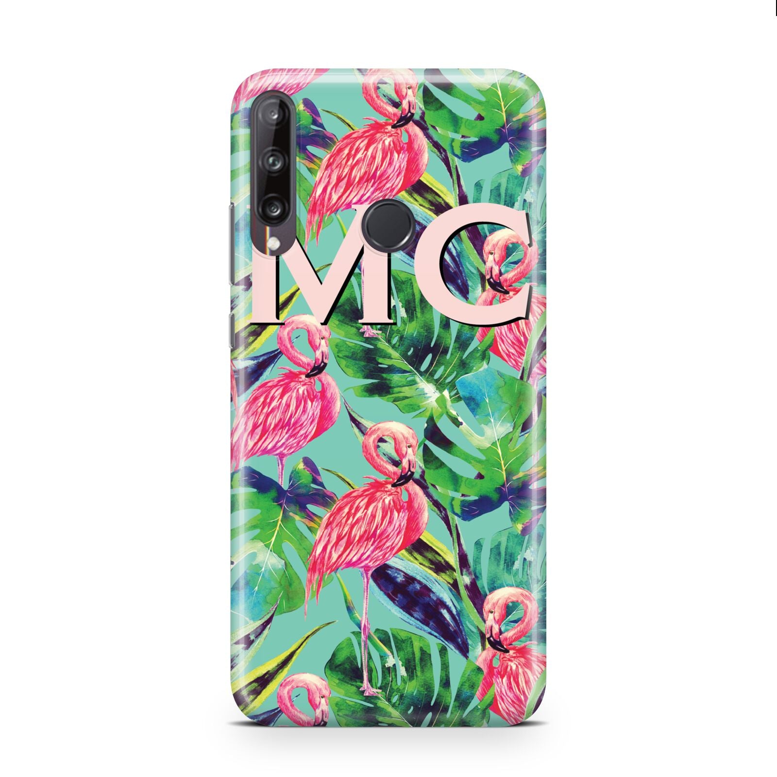 Personalised Tropical Green Leaves Flamingo Huawei P40 Lite E Phone Case