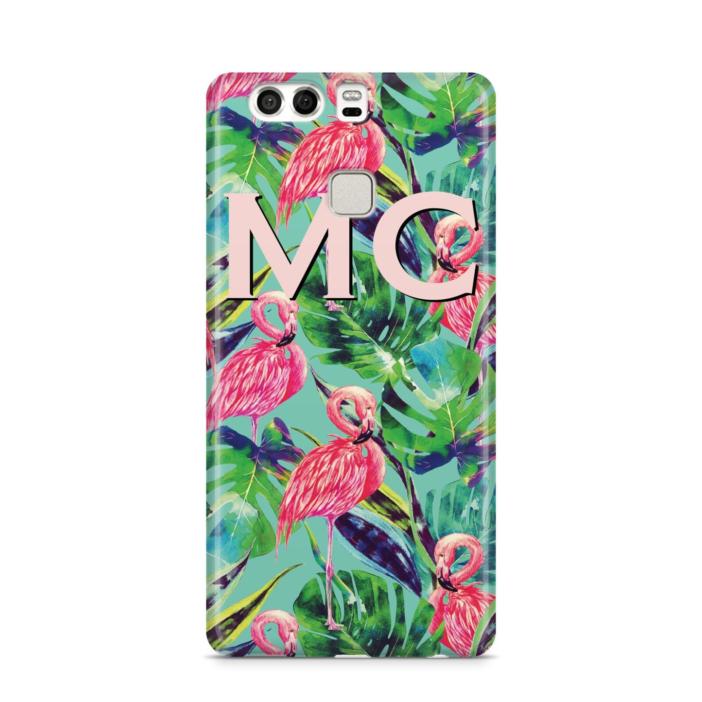 Personalised Tropical Green Leaves Flamingo Huawei P9 Case