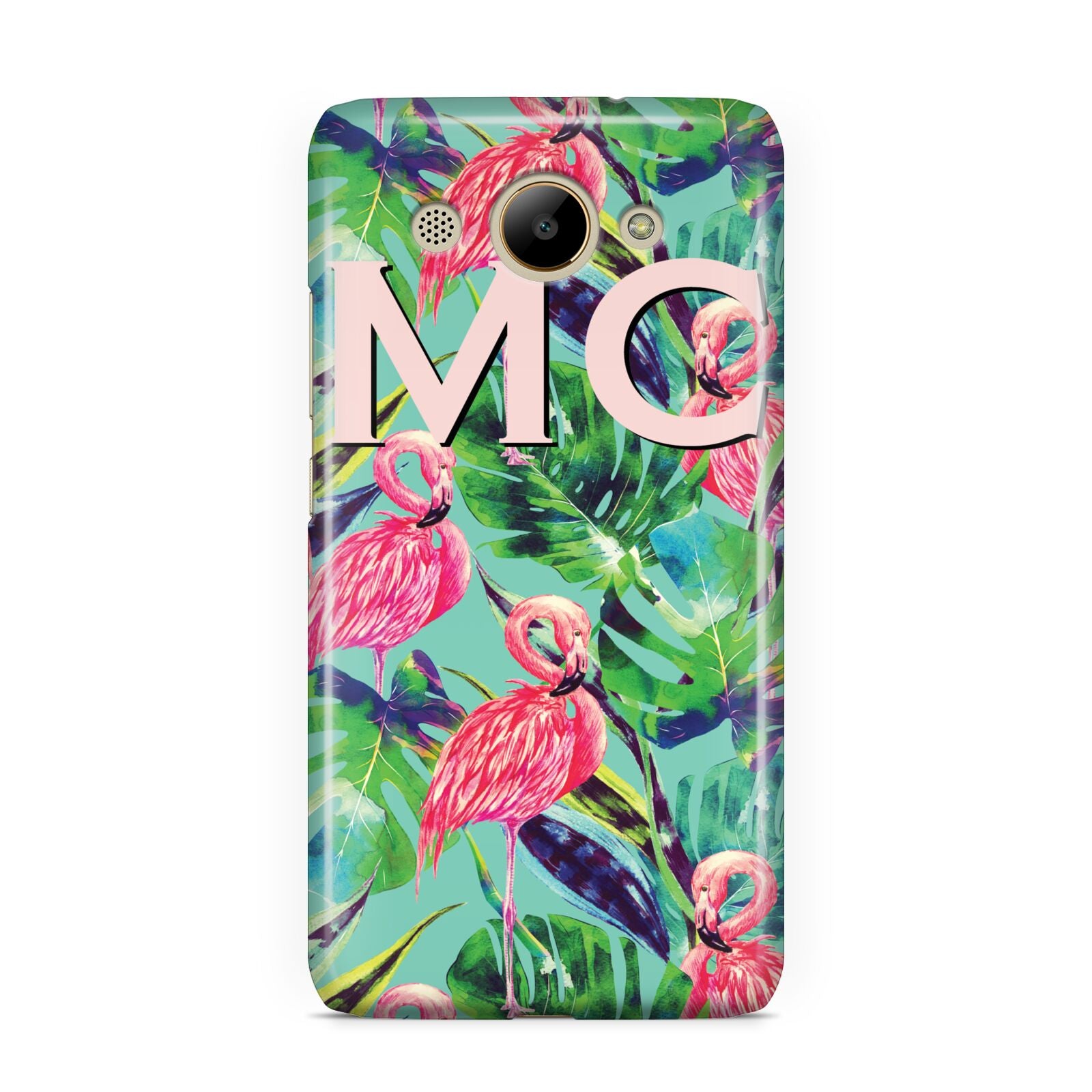 Personalised Tropical Green Leaves Flamingo Huawei Y3 2017