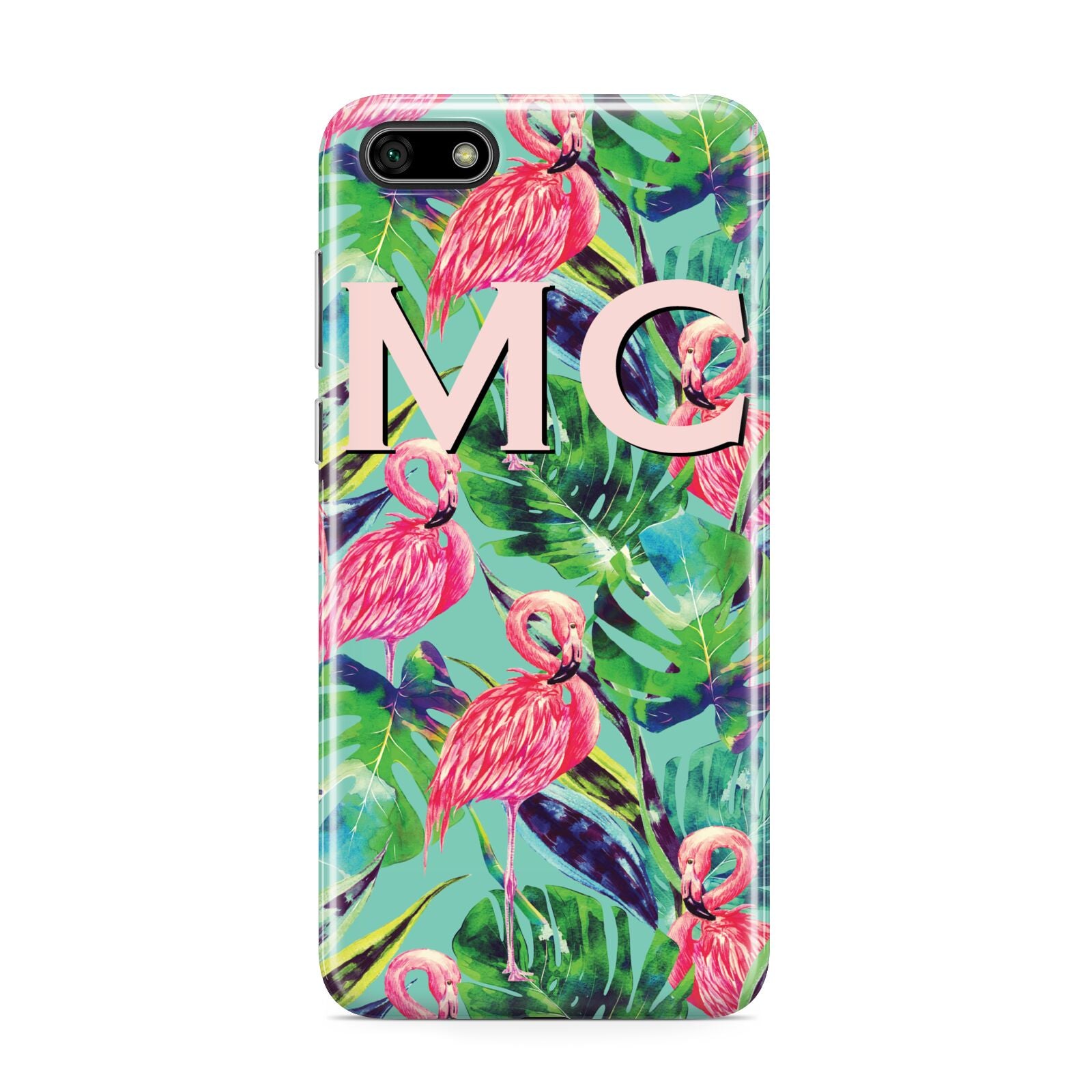 Personalised Tropical Green Leaves Flamingo Huawei Y5 Prime 2018 Phone Case