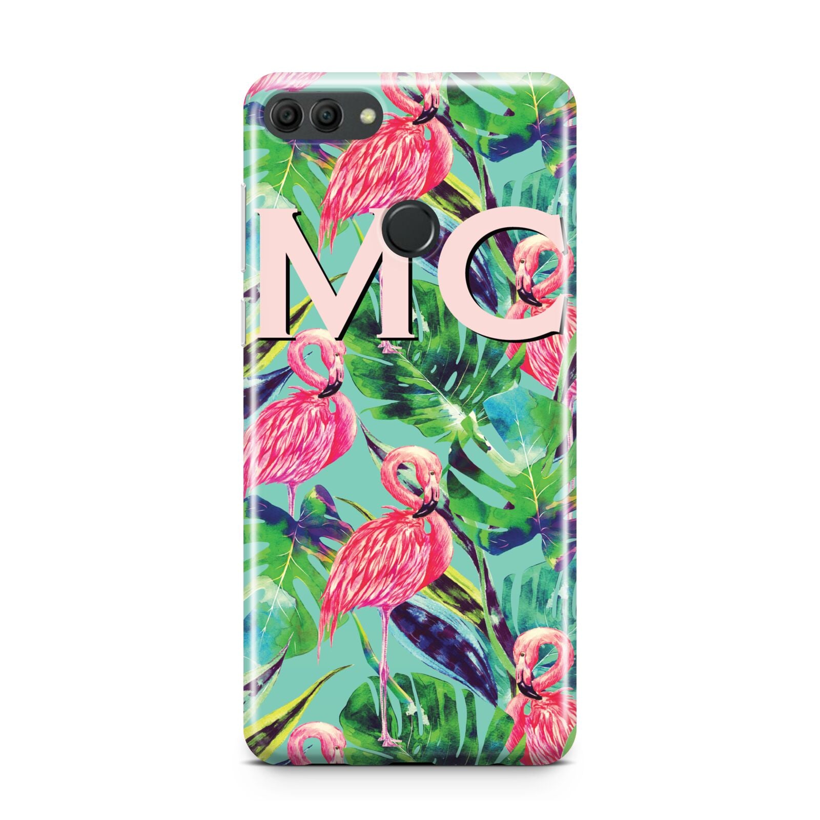 Personalised Tropical Green Leaves Flamingo Huawei Y9 2018