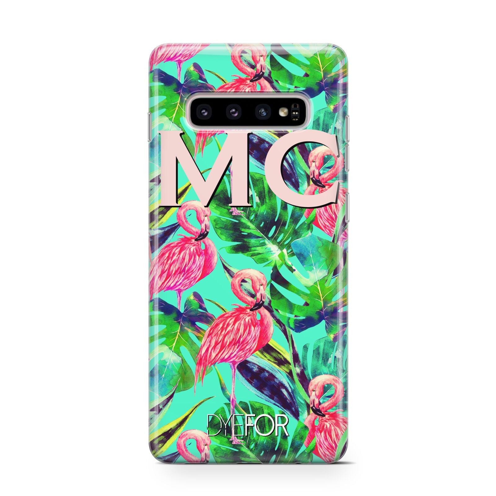 Personalised Tropical Green Leaves Flamingo Protective Samsung Galaxy Case