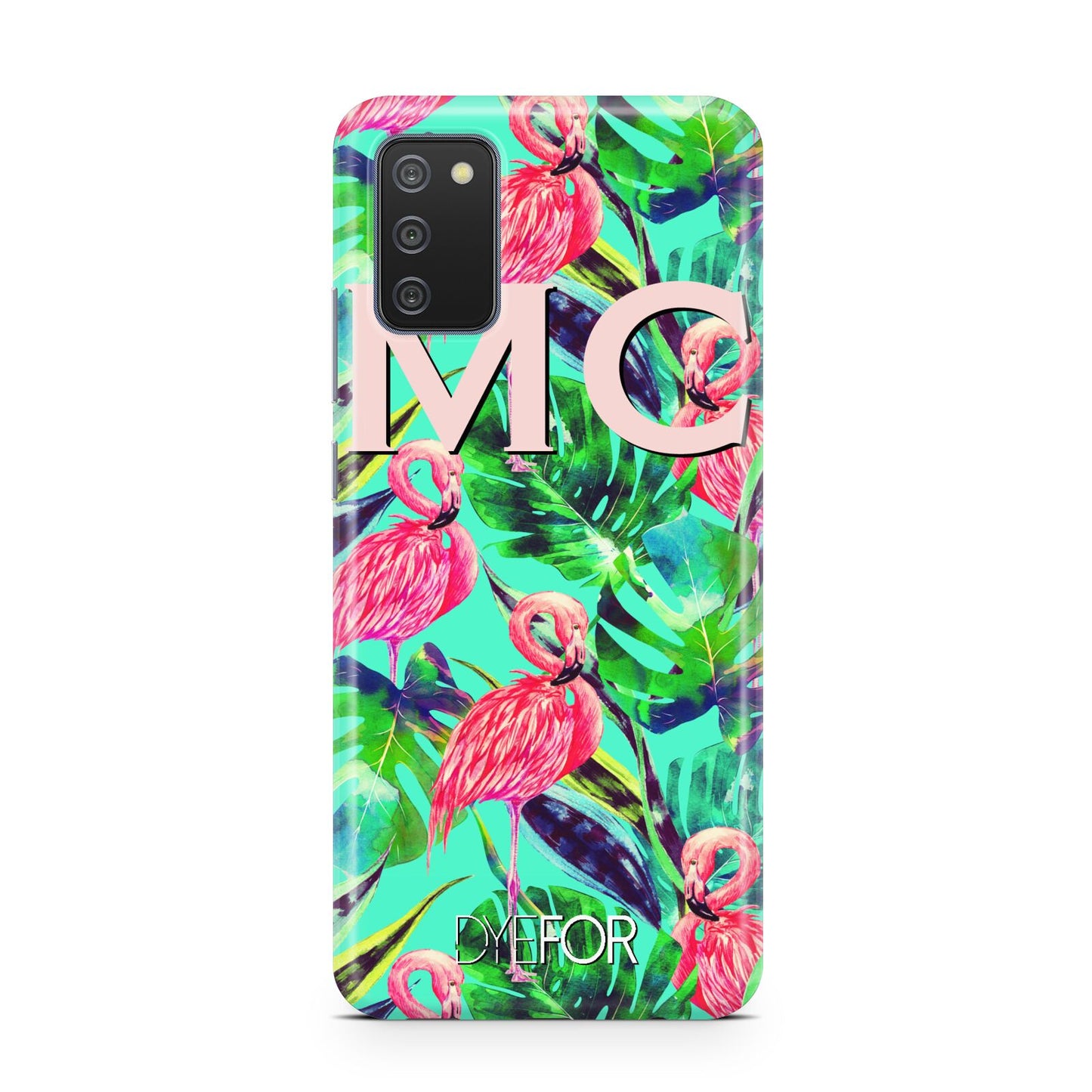 Personalised Tropical Green Leaves Flamingo Samsung A02s Case