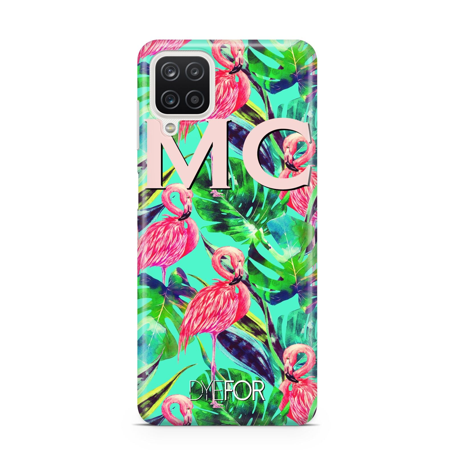 Personalised Tropical Green Leaves Flamingo Samsung A12 Case