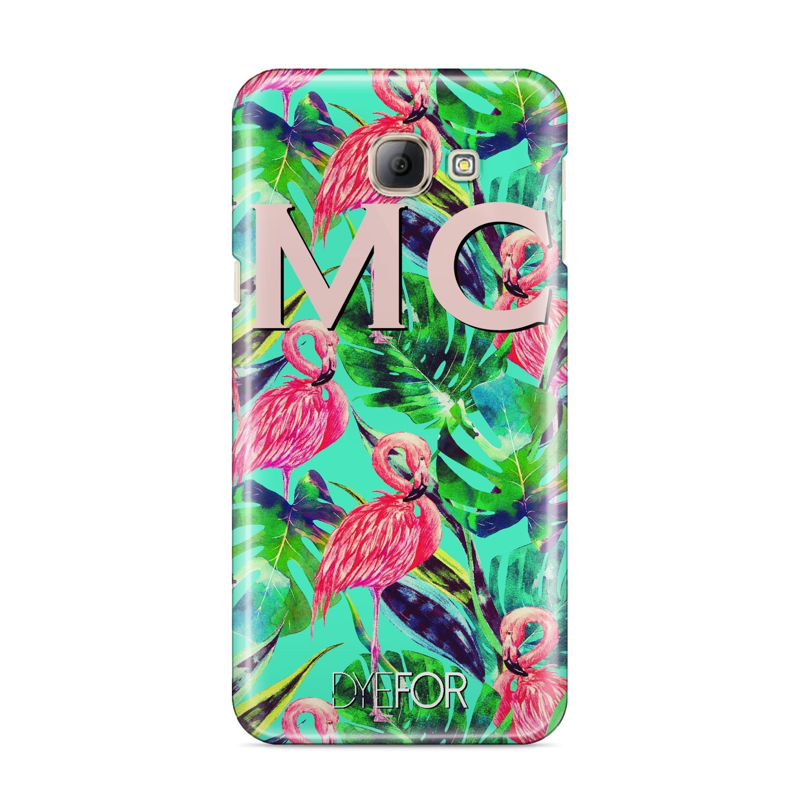 Personalised Tropical Green Leaves Flamingo Samsung Galaxy A8 2016 Case