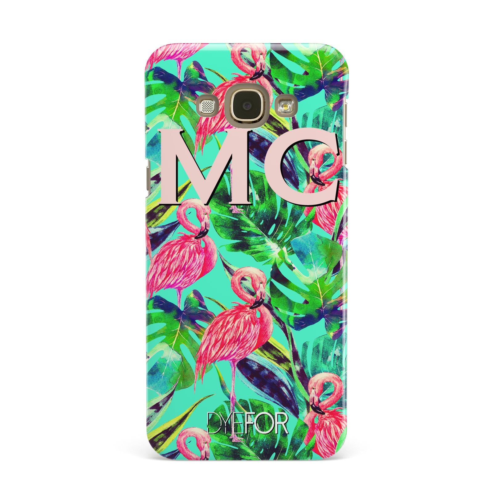 Personalised Tropical Green Leaves Flamingo Samsung Galaxy A8 Case