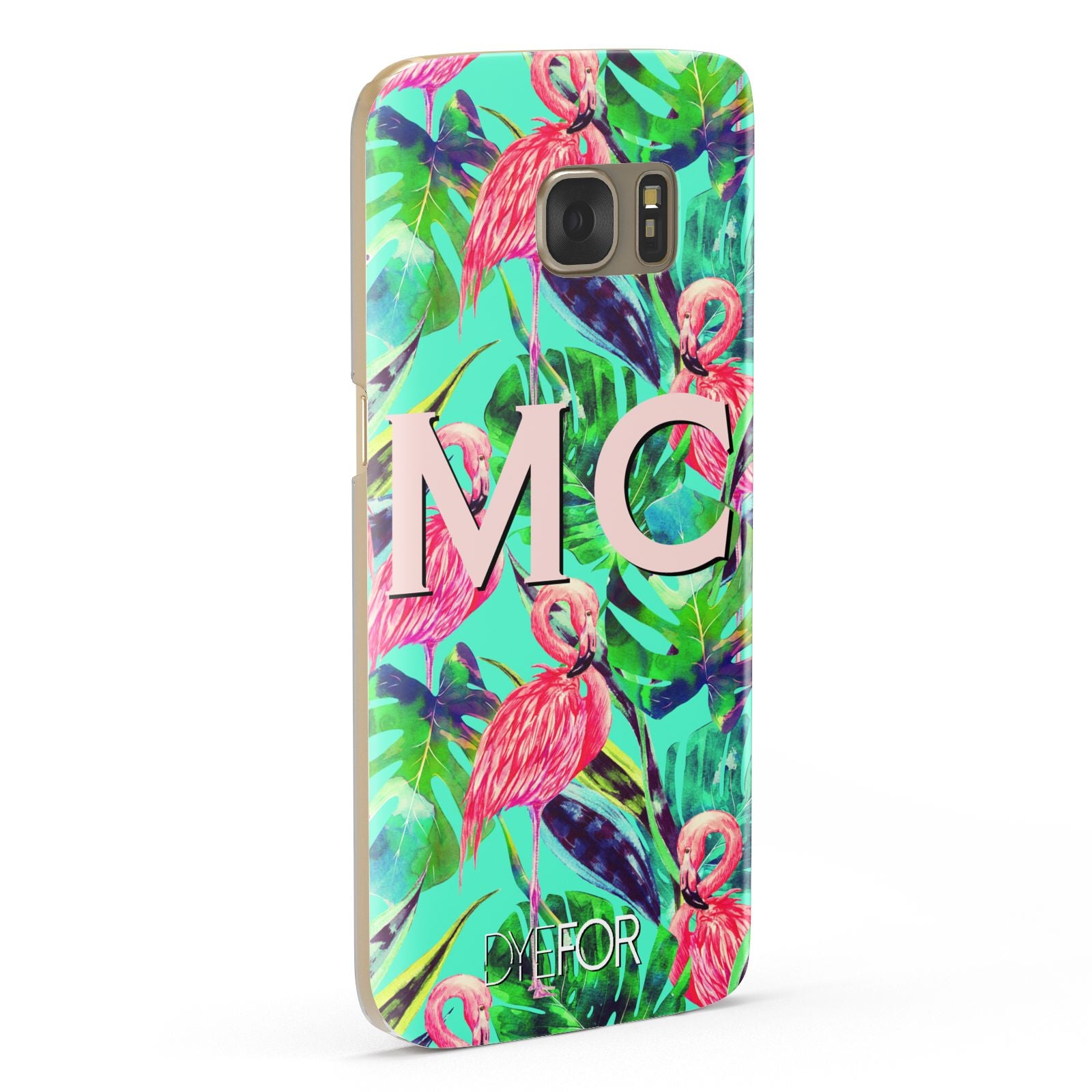 Personalised Tropical Green Leaves Flamingo Samsung Galaxy Case Fourty Five Degrees