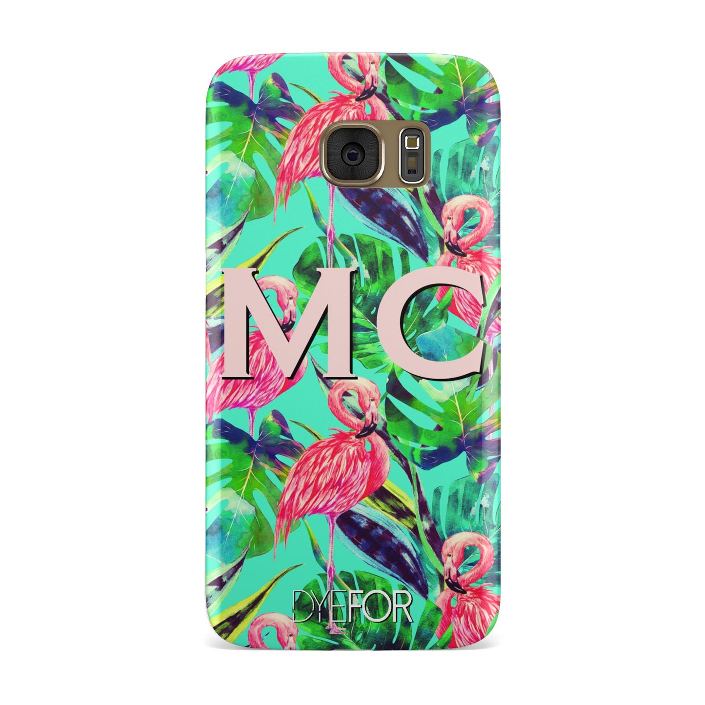 Personalised Tropical Green Leaves Flamingo Samsung Galaxy Case