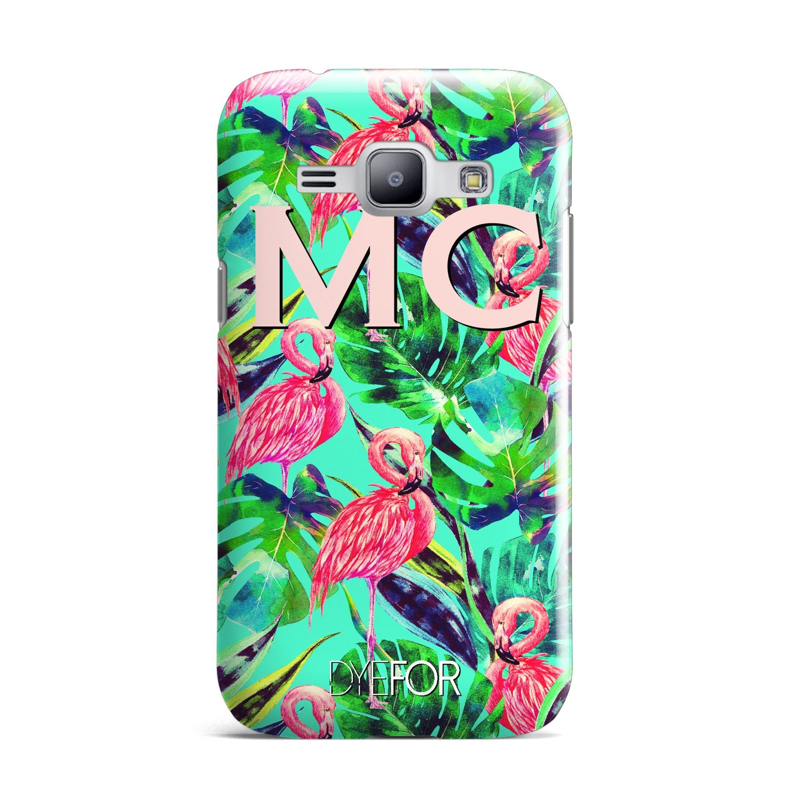 Personalised Tropical Green Leaves Flamingo Samsung Galaxy J1 2015 Case