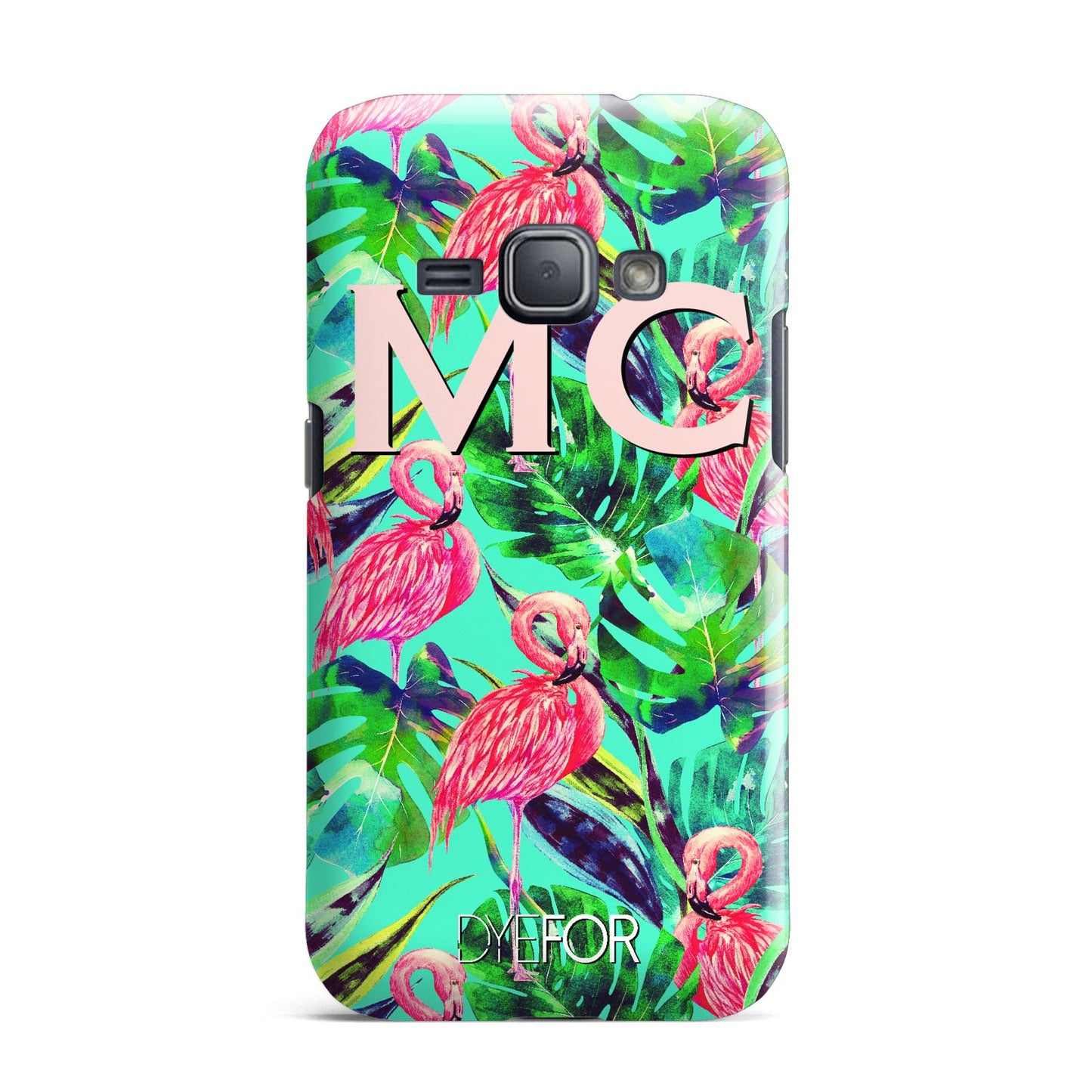 Personalised Tropical Green Leaves Flamingo Samsung Galaxy J1 2016 Case