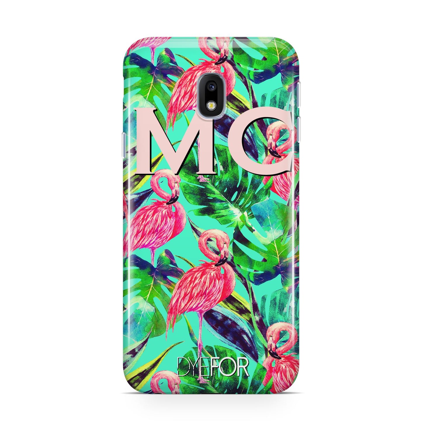 Personalised Tropical Green Leaves Flamingo Samsung Galaxy J3 2017 Case