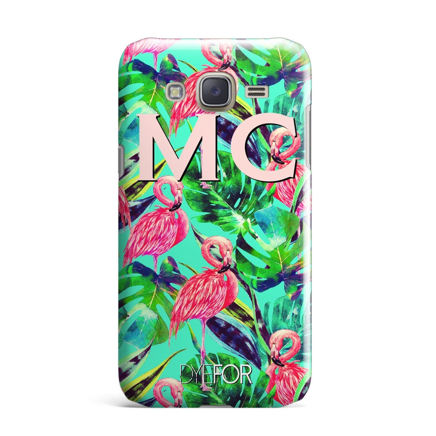 Personalised Tropical Green Leaves Flamingo Samsung Galaxy J7 Case