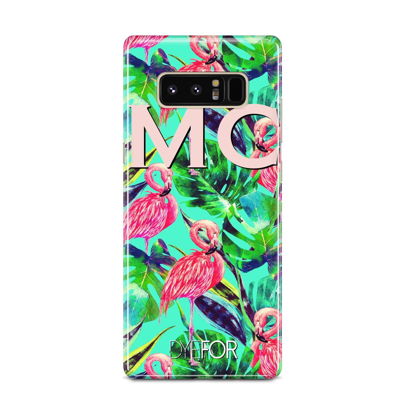 Personalised Tropical Green Leaves Flamingo Samsung Galaxy Note 8 Case