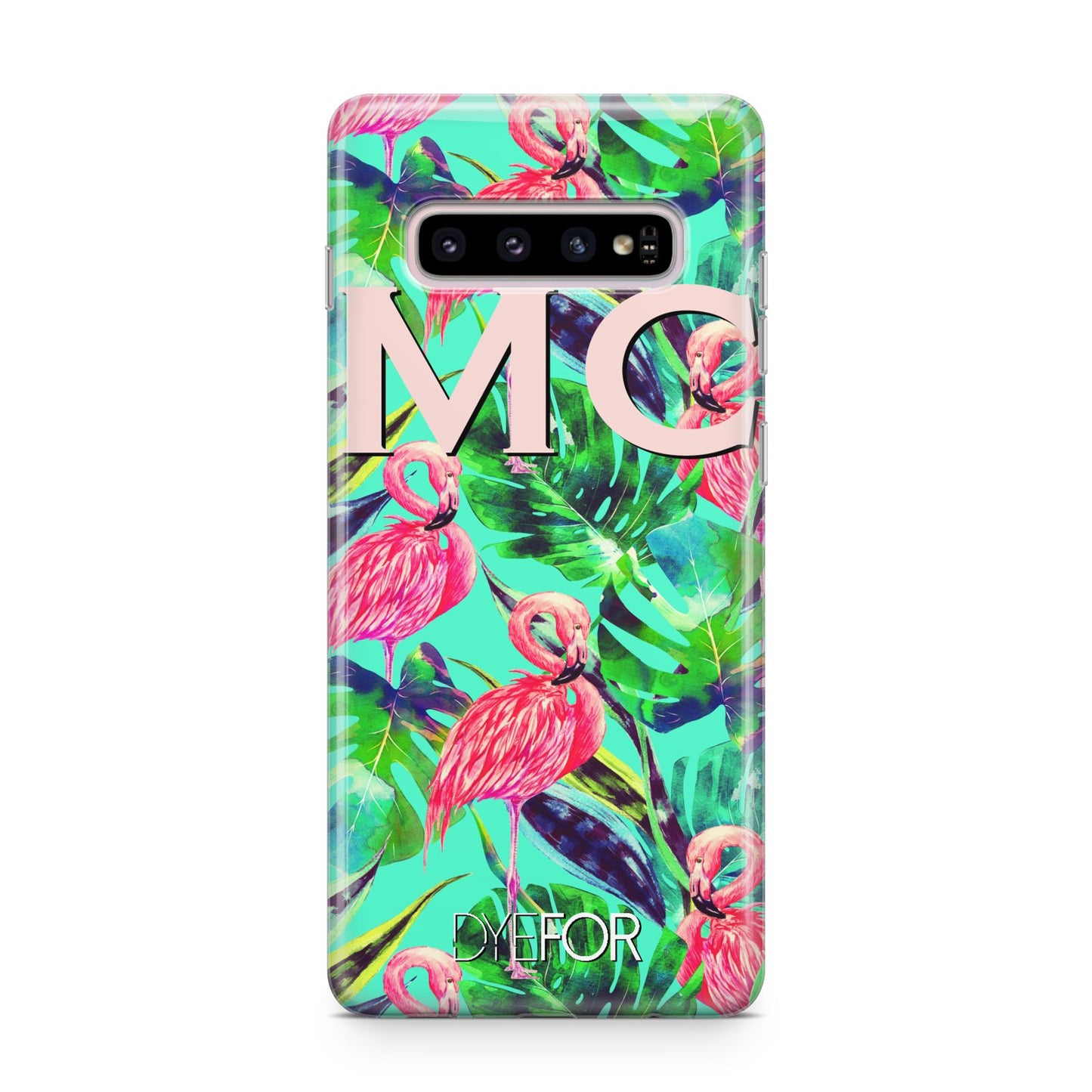 Personalised Tropical Green Leaves Flamingo Samsung Galaxy S10 Plus Case