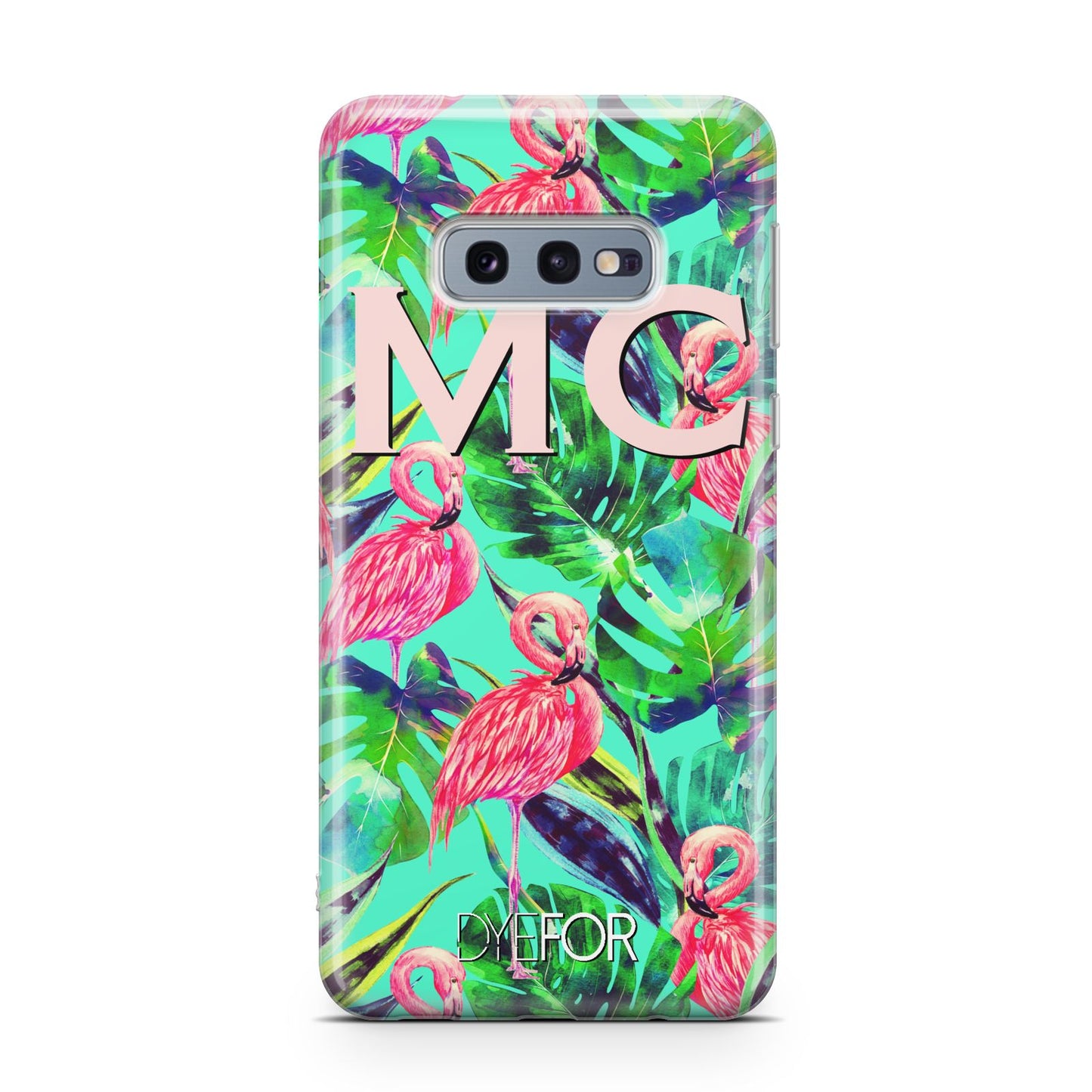 Personalised Tropical Green Leaves Flamingo Samsung Galaxy S10E Case