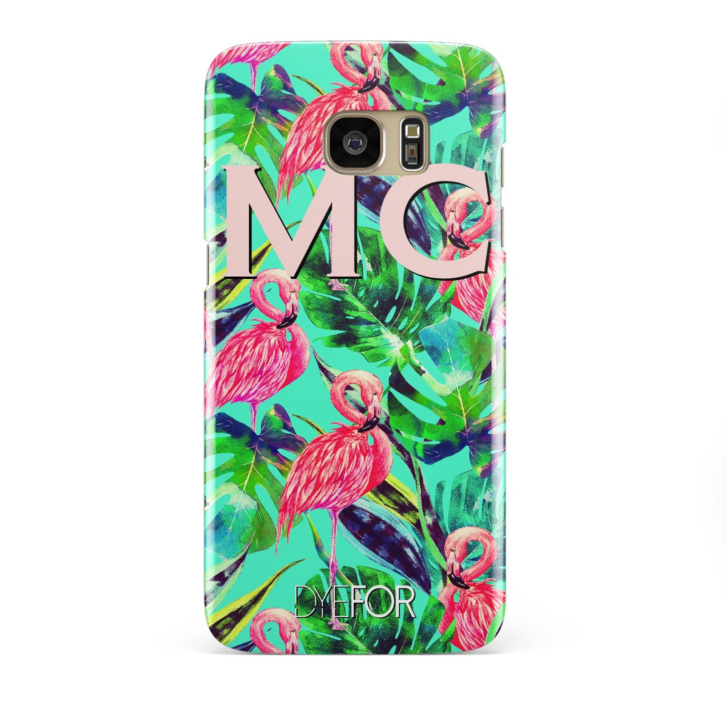 Personalised Tropical Green Leaves Flamingo Samsung Galaxy S7 Edge Case