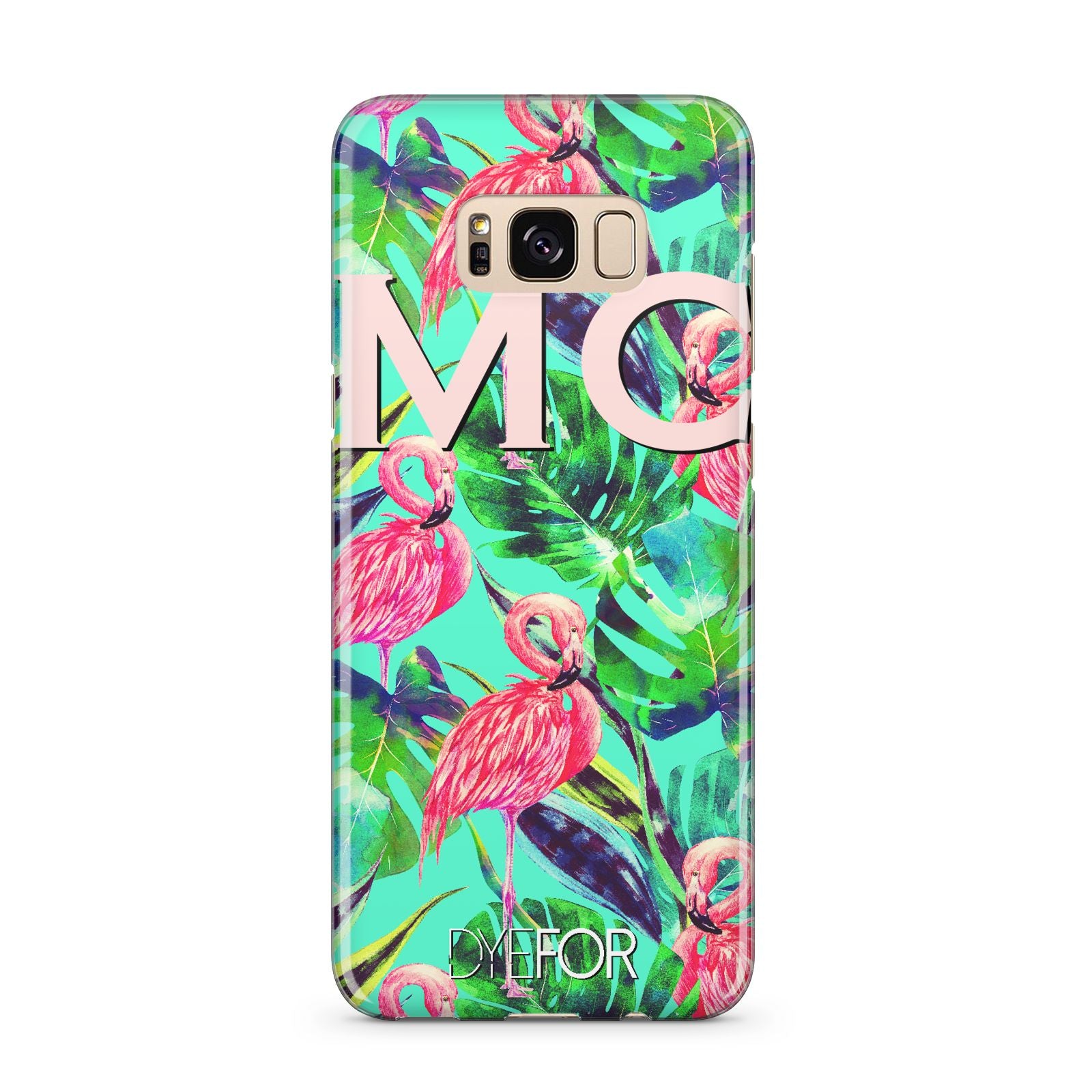 Personalised Tropical Green Leaves Flamingo Samsung Galaxy S8 Plus Case