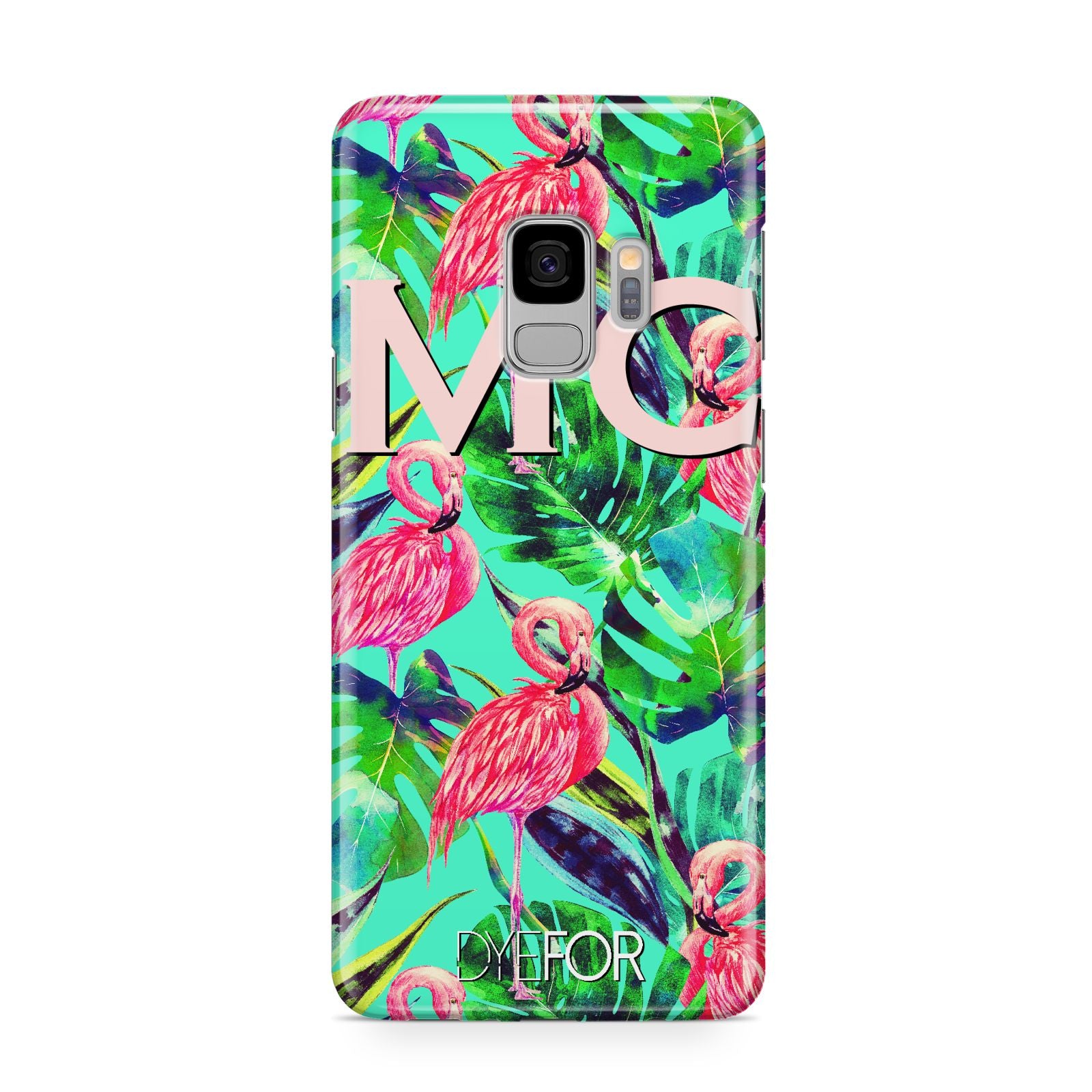 Personalised Tropical Green Leaves Flamingo Samsung Galaxy S9 Case