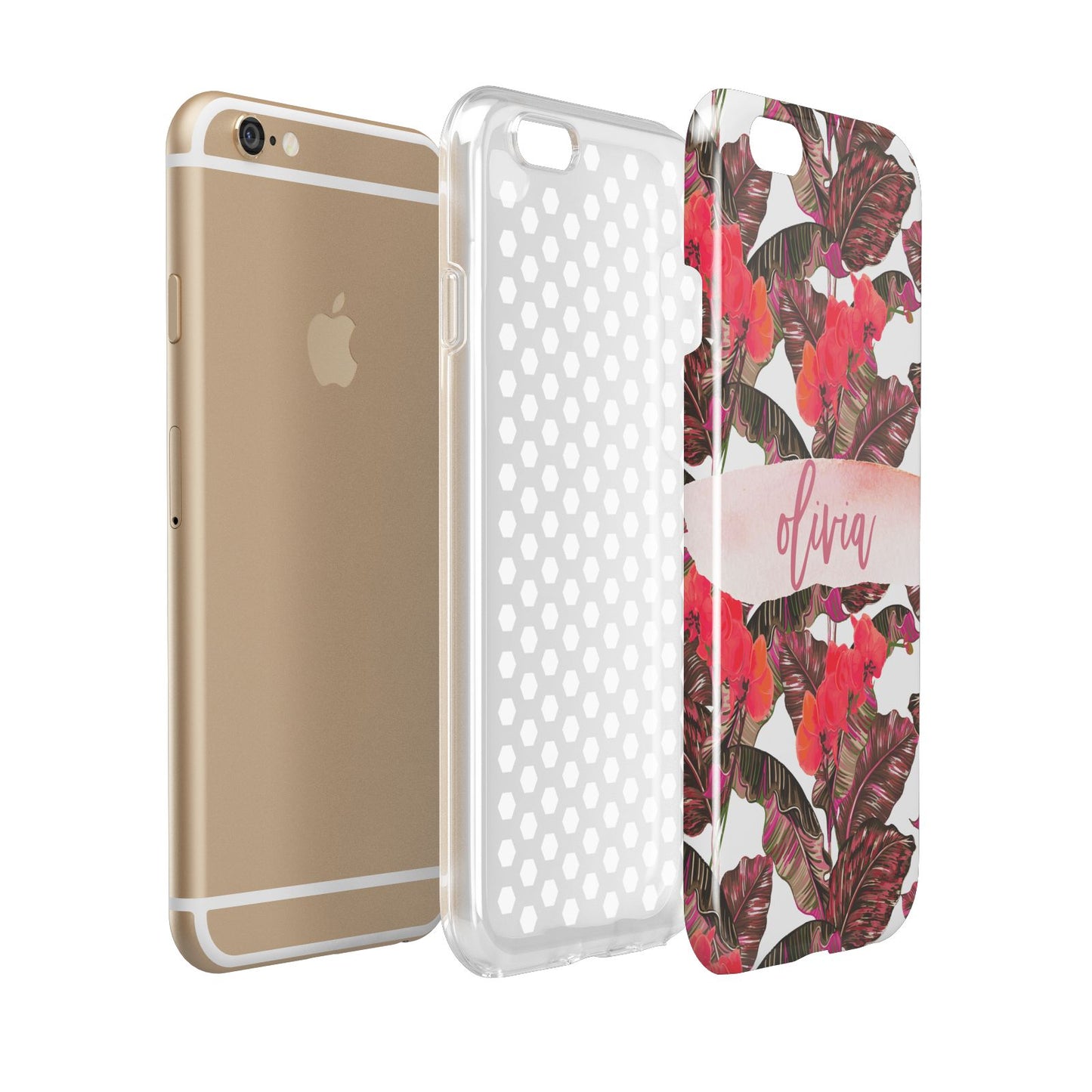 Personalised Tropical Orchid Floral Apple iPhone 6 3D Tough Case Expanded view