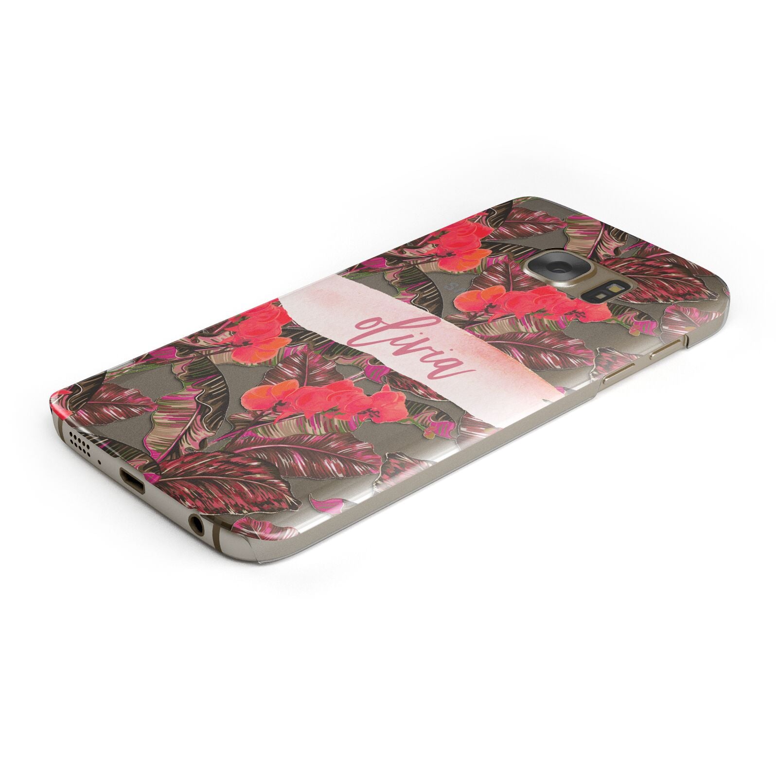 Personalised Tropical Orchid Floral Protective Samsung Galaxy Case Angled Image