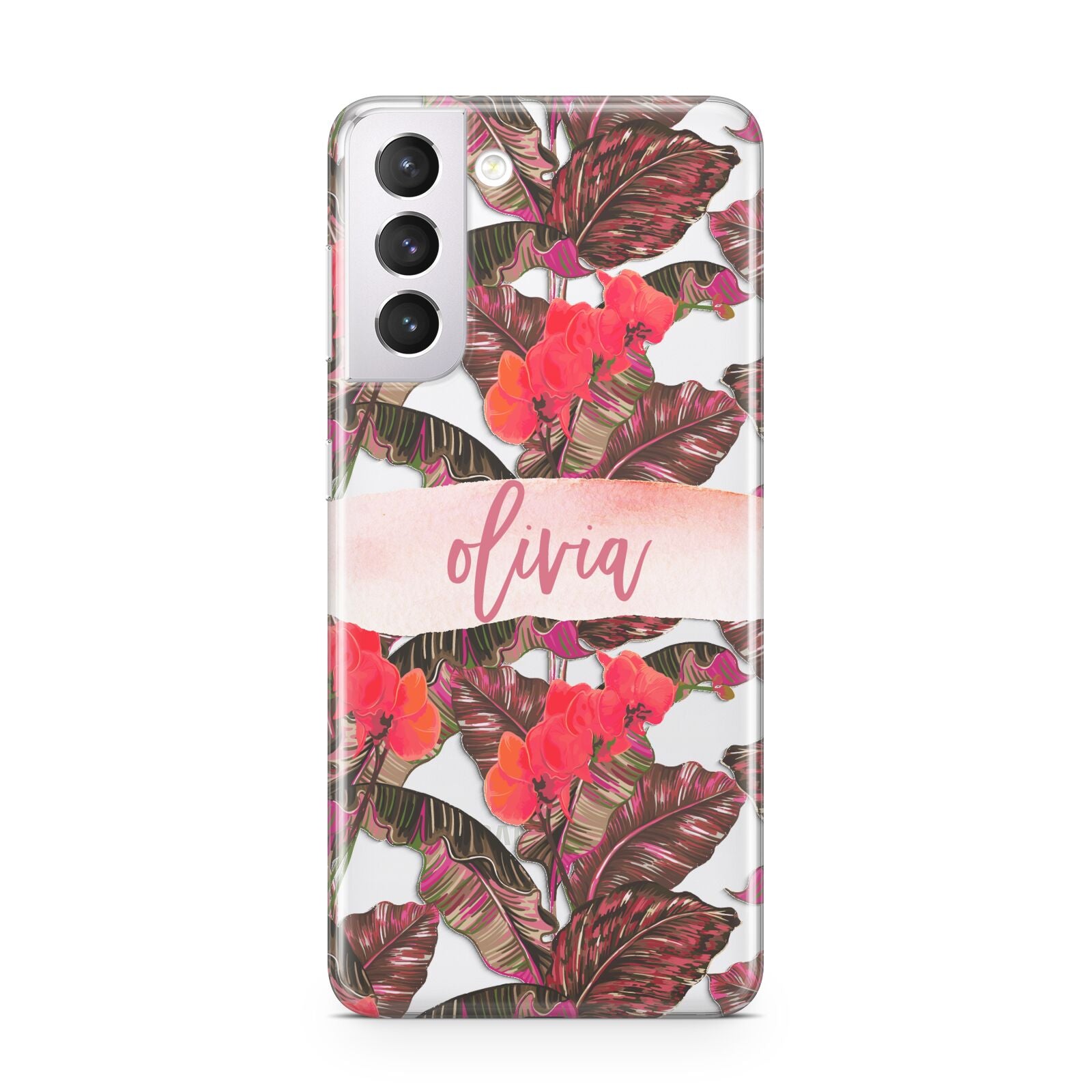 Personalised Tropical Orchid Floral Samsung S21 Case