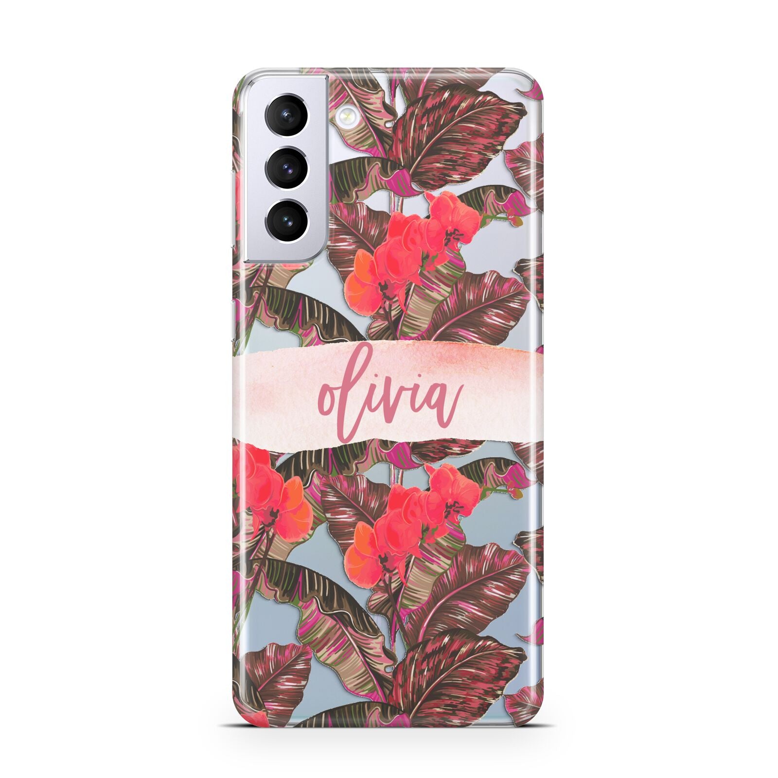 Personalised Tropical Orchid Floral Samsung S21 Plus Case