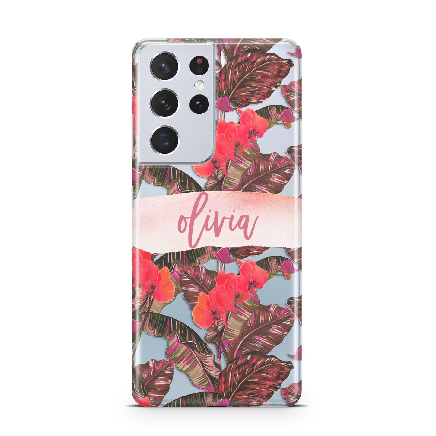 Personalised Tropical Orchid Floral Samsung S21 Ultra Case