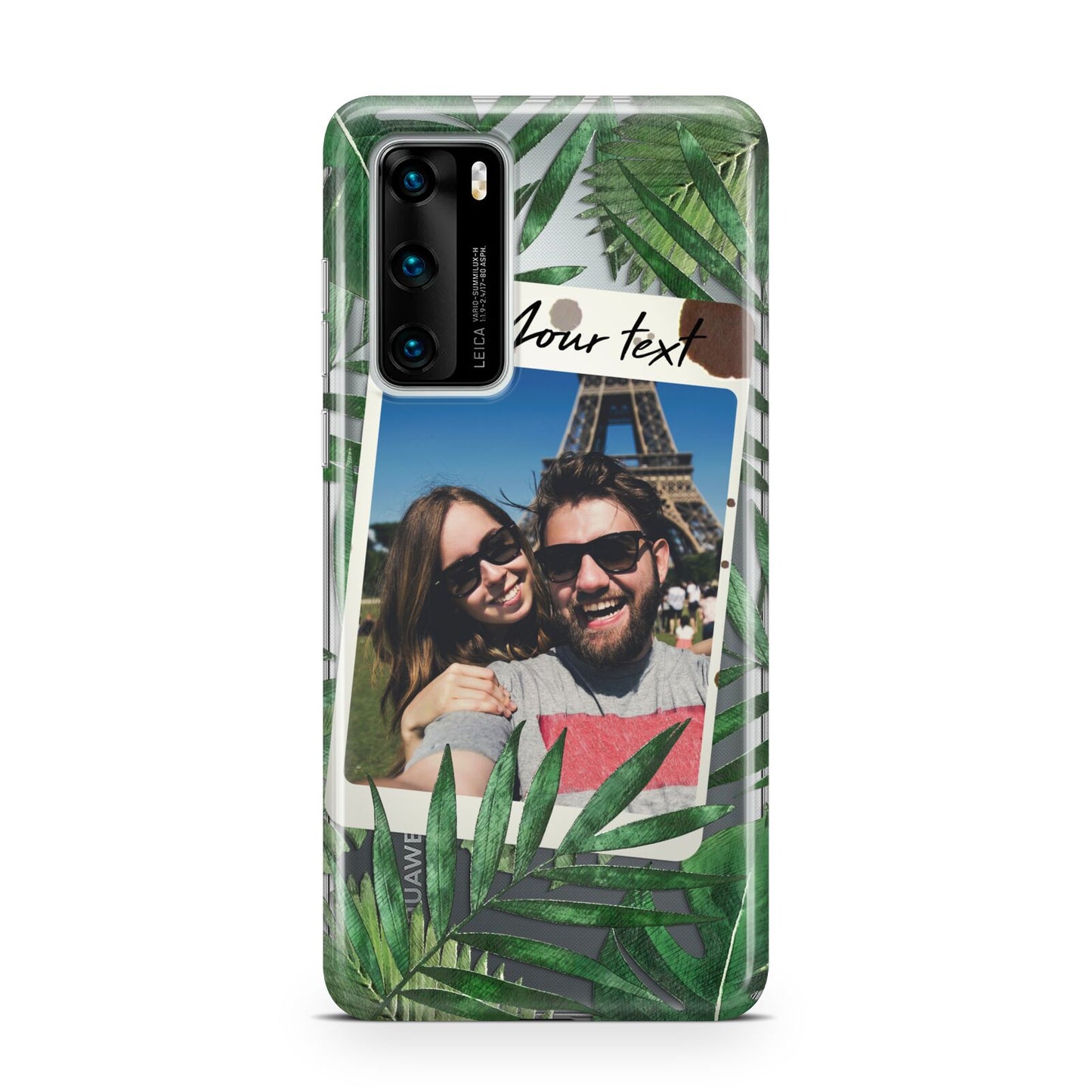 Personalised Tropical Photo Text Huawei P40 Phone Case