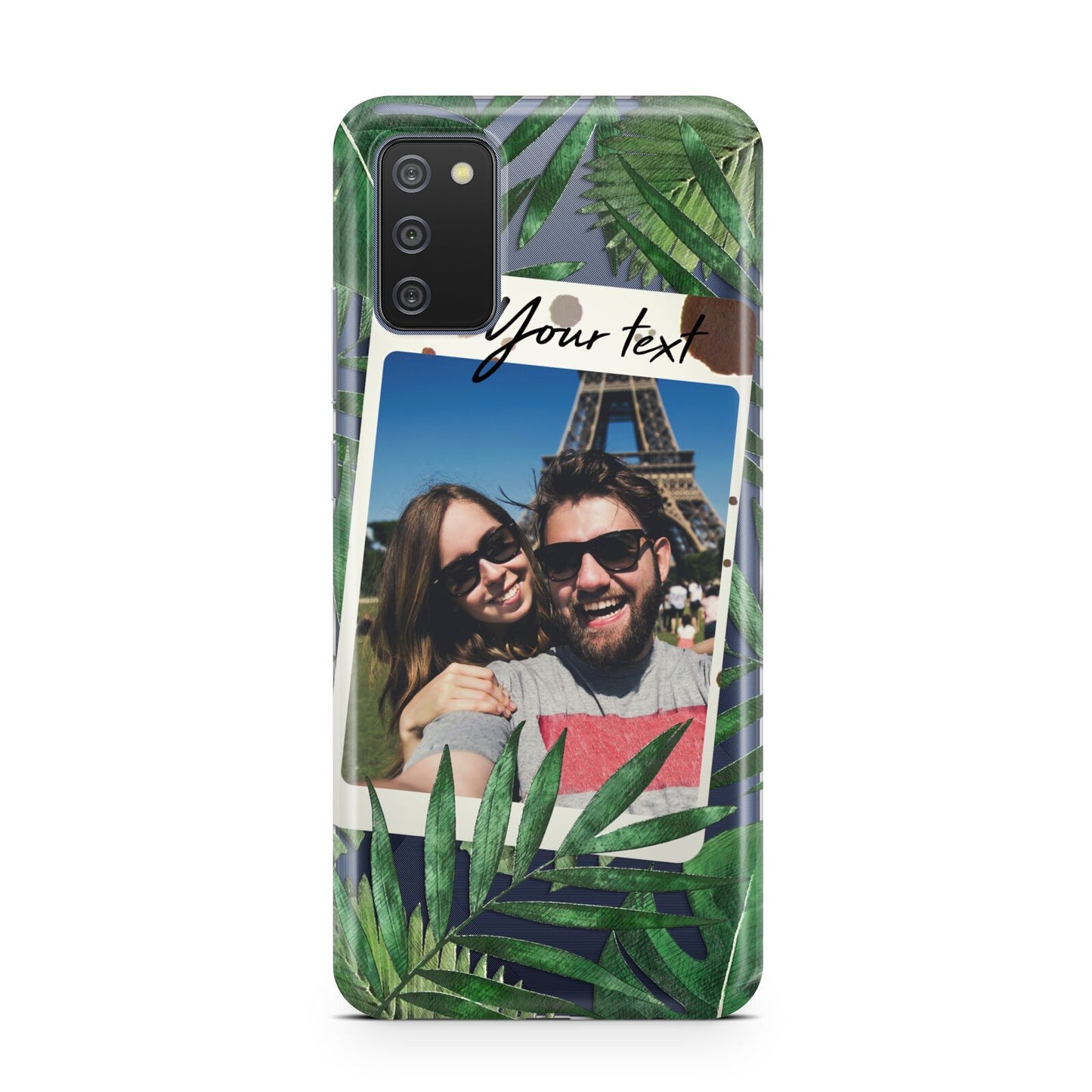 Personalised Tropical Photo Text Samsung A02s Case