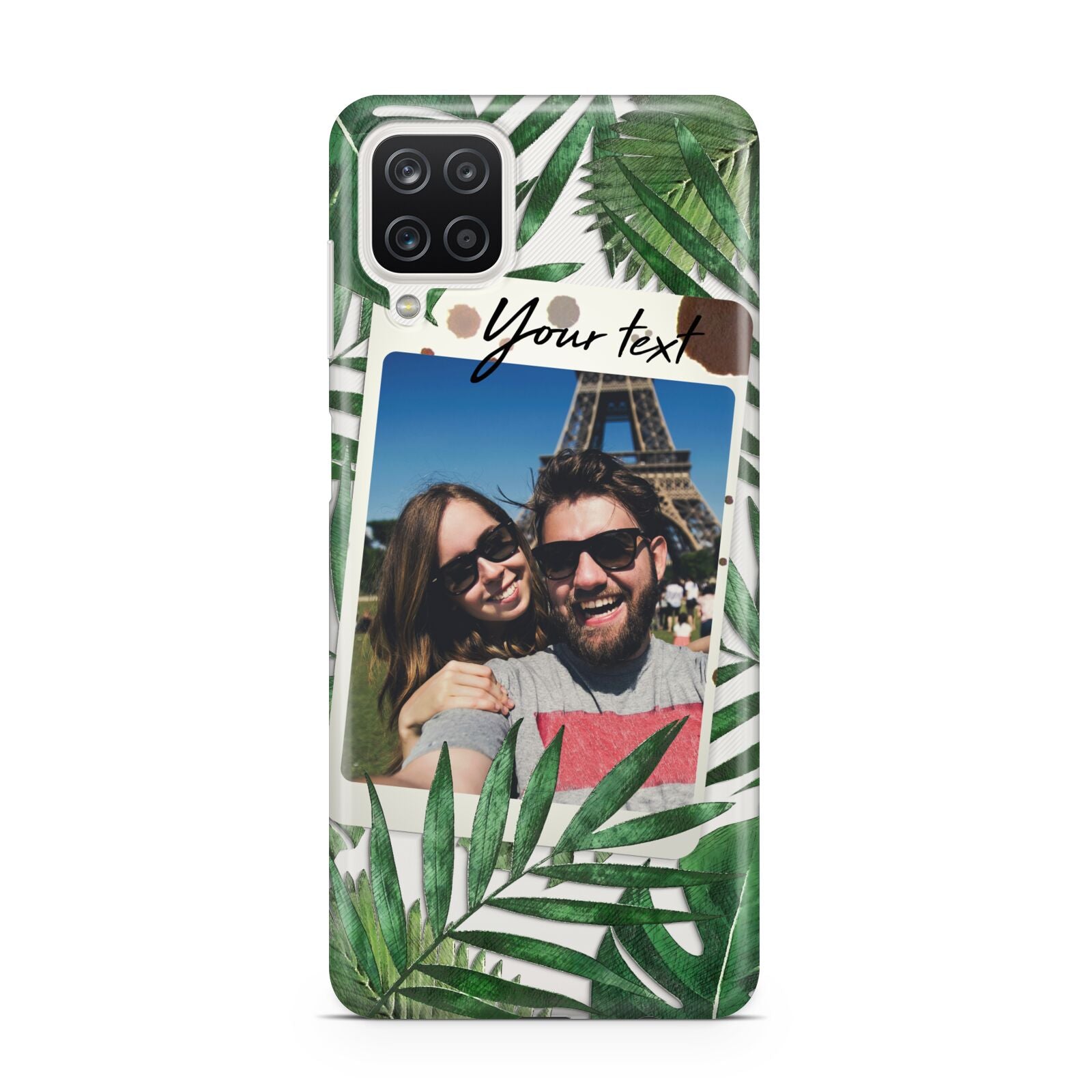 Personalised Tropical Photo Text Samsung A12 Case