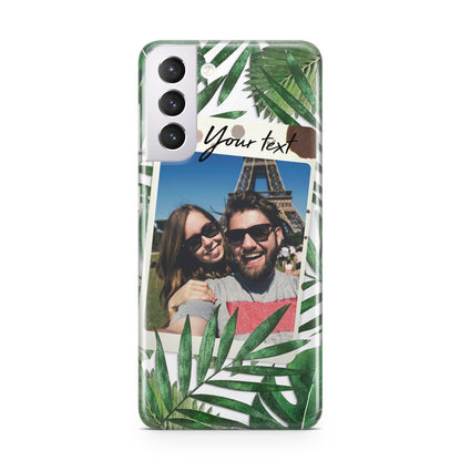 Personalised Tropical Photo Text Samsung S21 Case