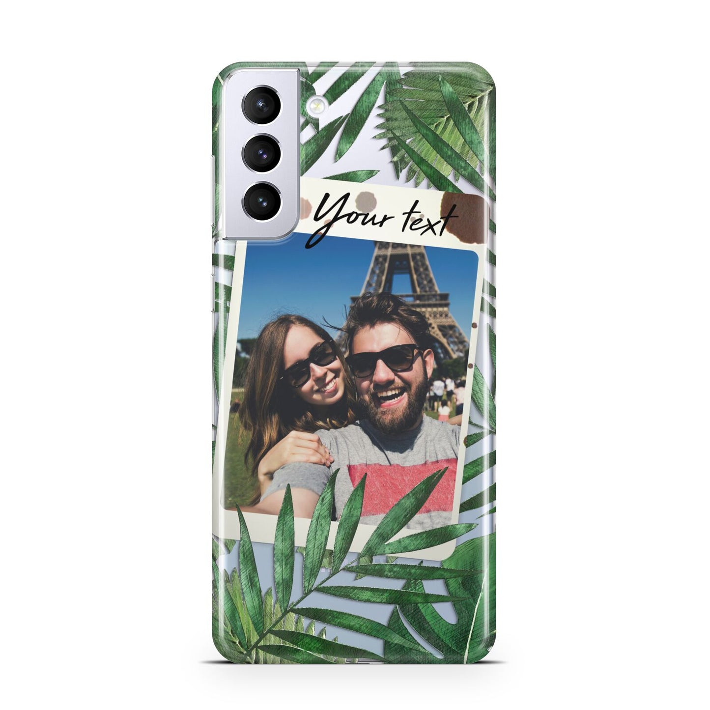 Personalised Tropical Photo Text Samsung S21 Plus Case