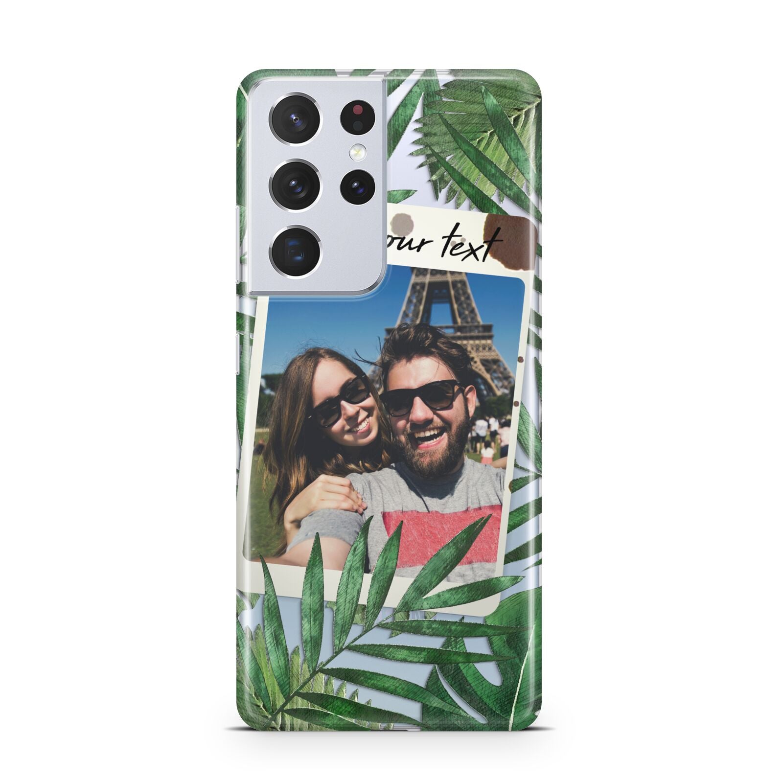 Personalised Tropical Photo Text Samsung S21 Ultra Case