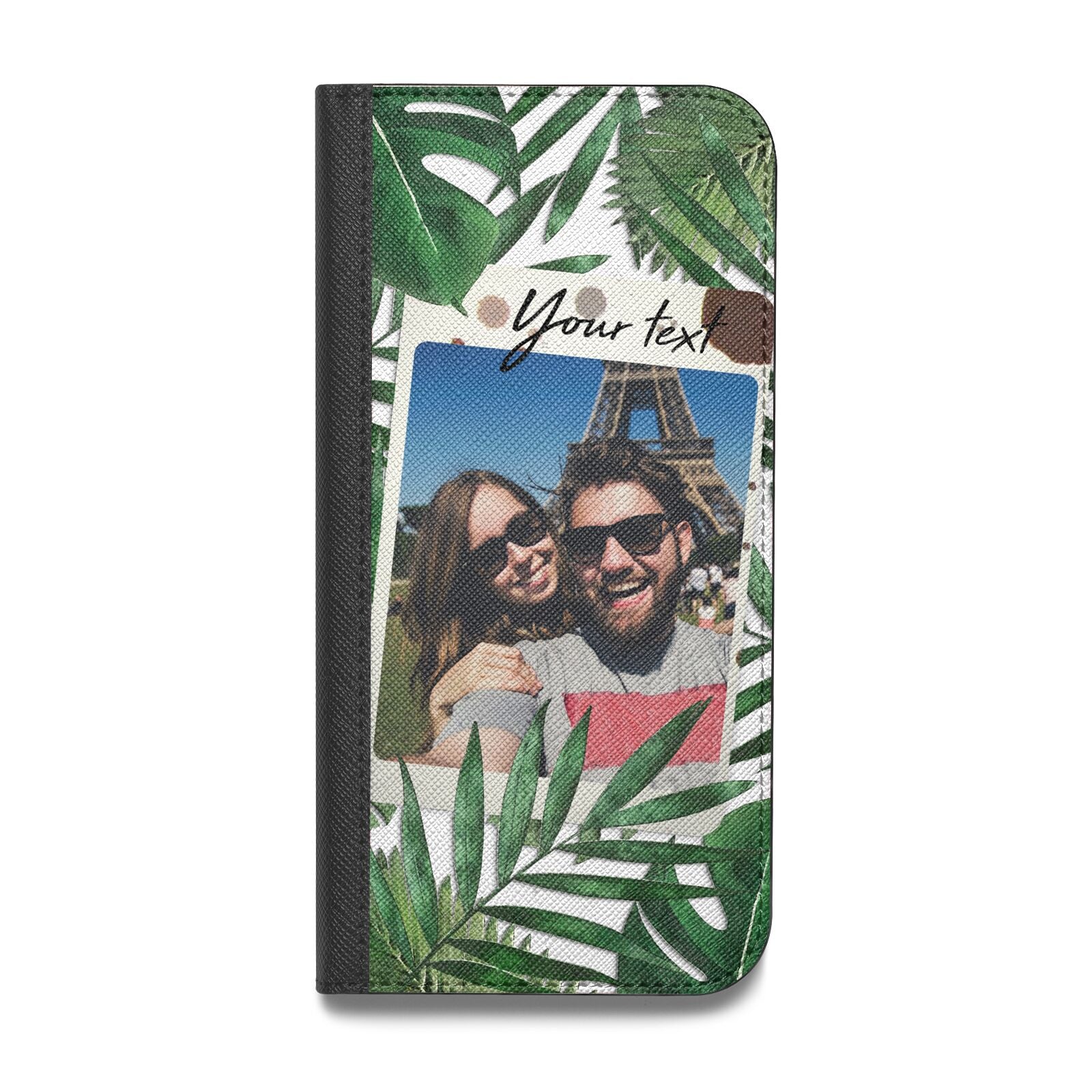 Personalised Tropical Photo Text Vegan Leather Flip Samsung Case