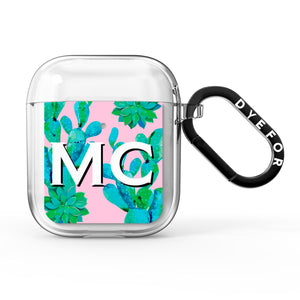 Personalised Tropical Pink Cactus AirPods Case