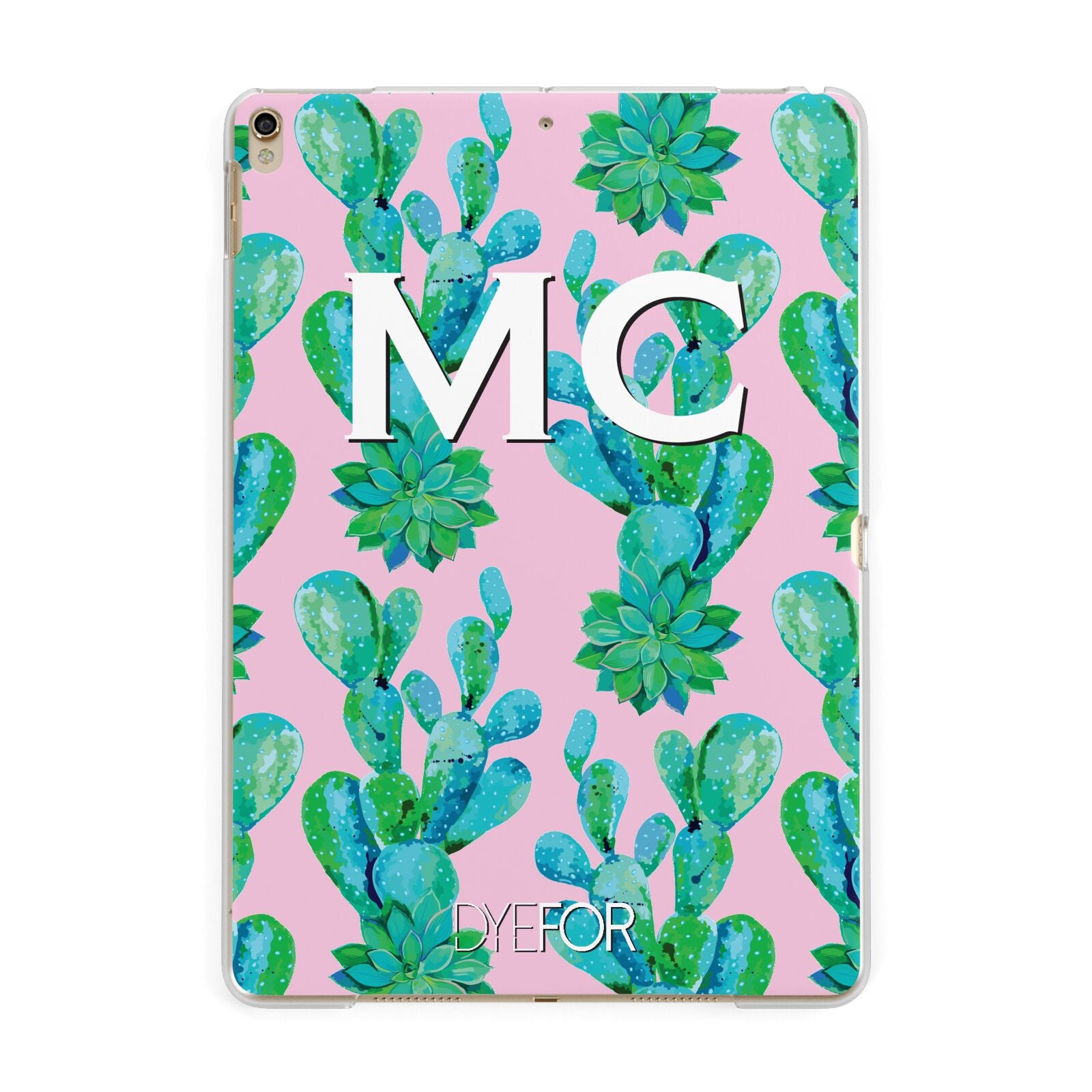 Personalised Tropical Pink Cactus Apple iPad Gold Case