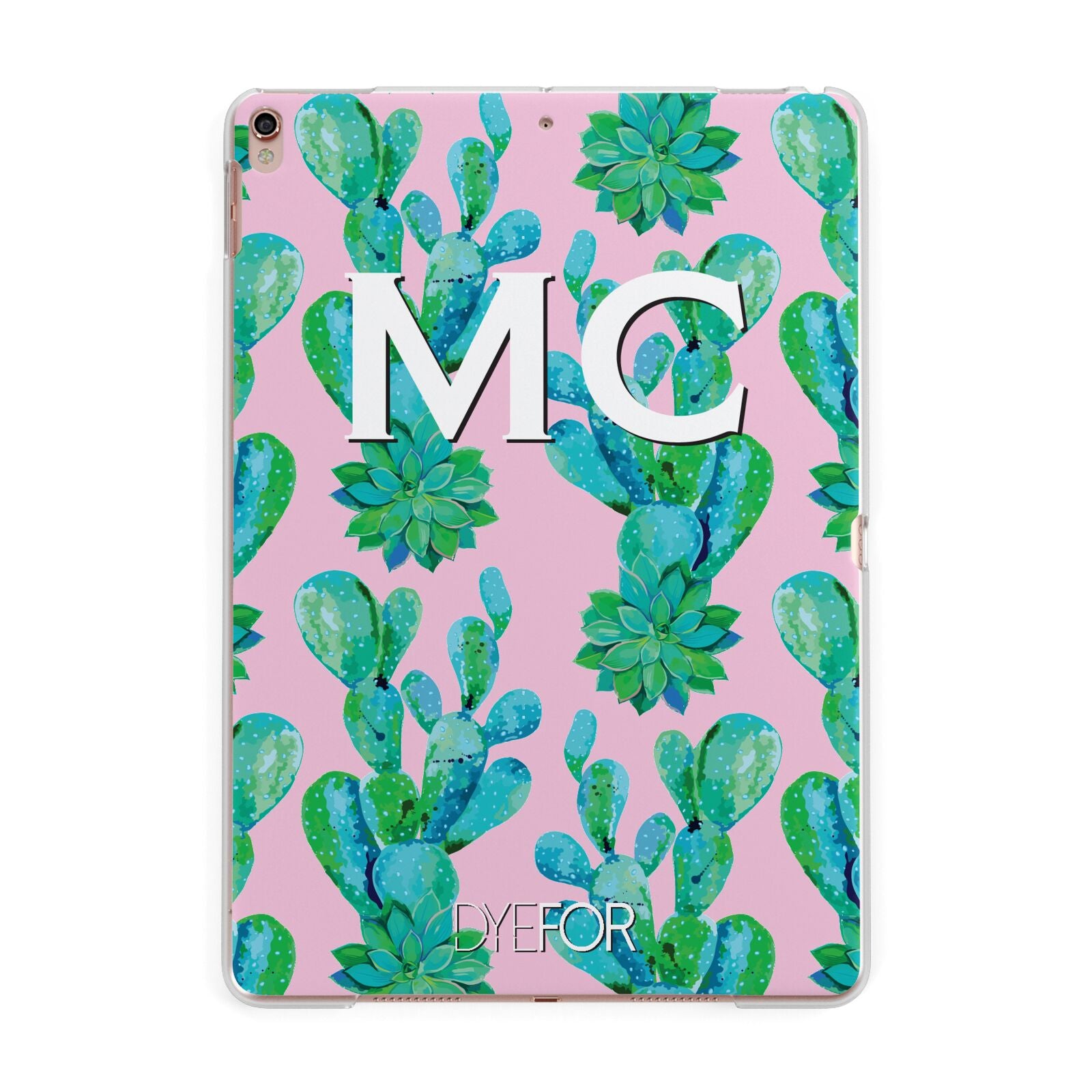 Personalised Tropical Pink Cactus Apple iPad Rose Gold Case