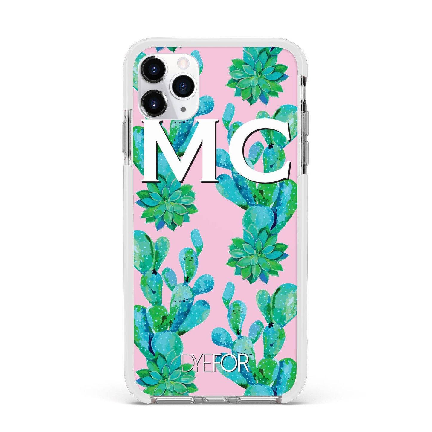 Personalised Tropical Pink Cactus Apple iPhone 11 Pro Max in Silver with White Impact Case