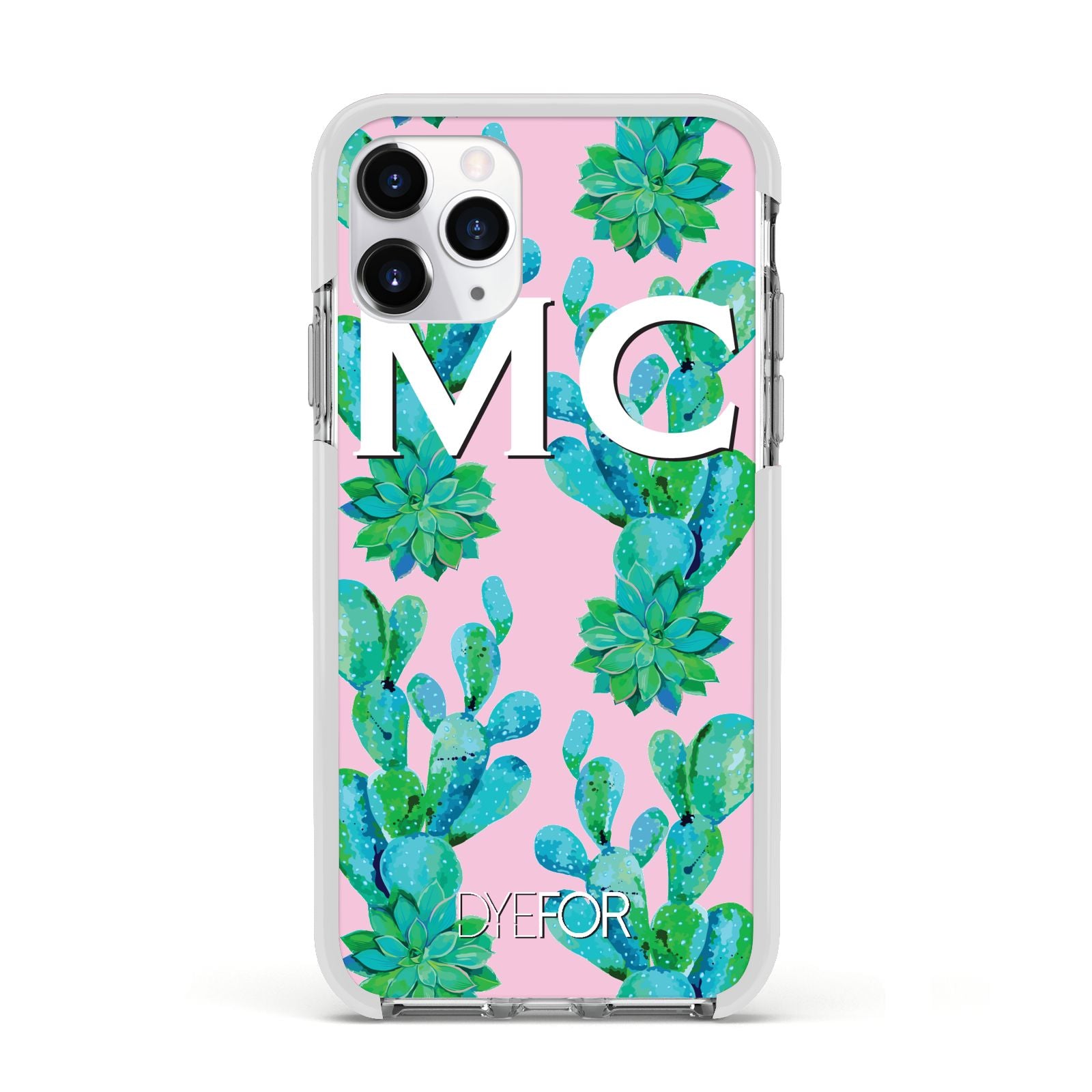 Personalised Tropical Pink Cactus Apple iPhone 11 Pro in Silver with White Impact Case