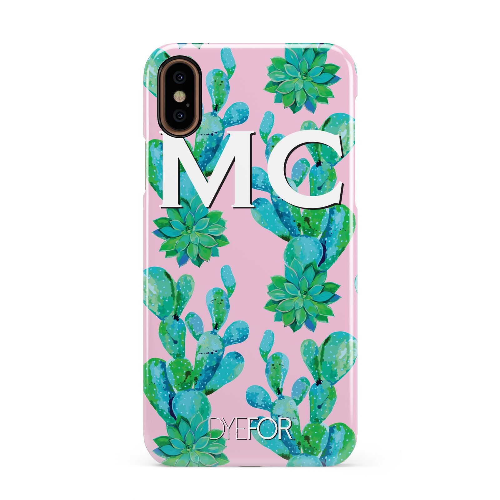 Personalised Tropical Pink Cactus Apple iPhone XS 3D Snap Case