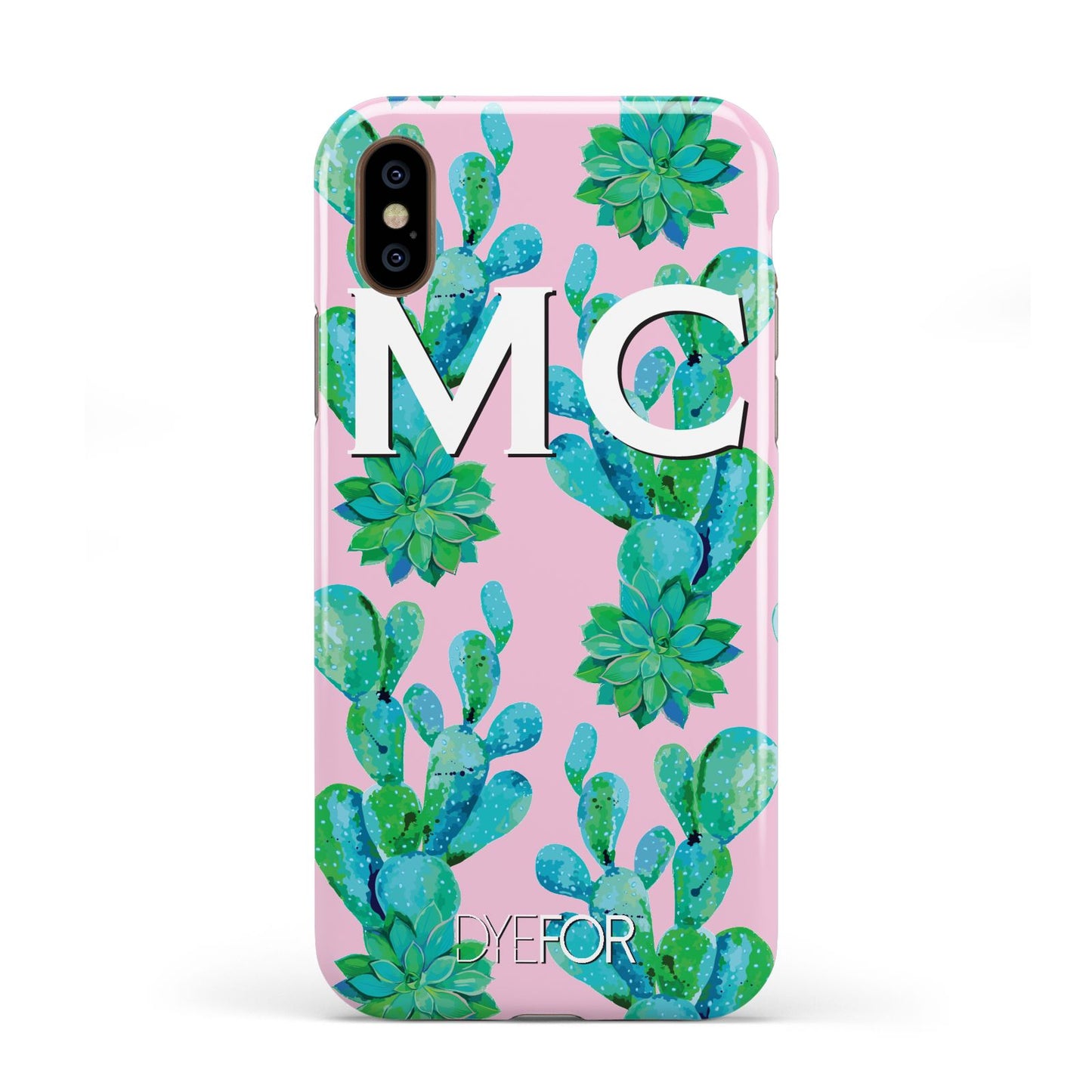 Personalised Tropical Pink Cactus Apple iPhone XS 3D Tough