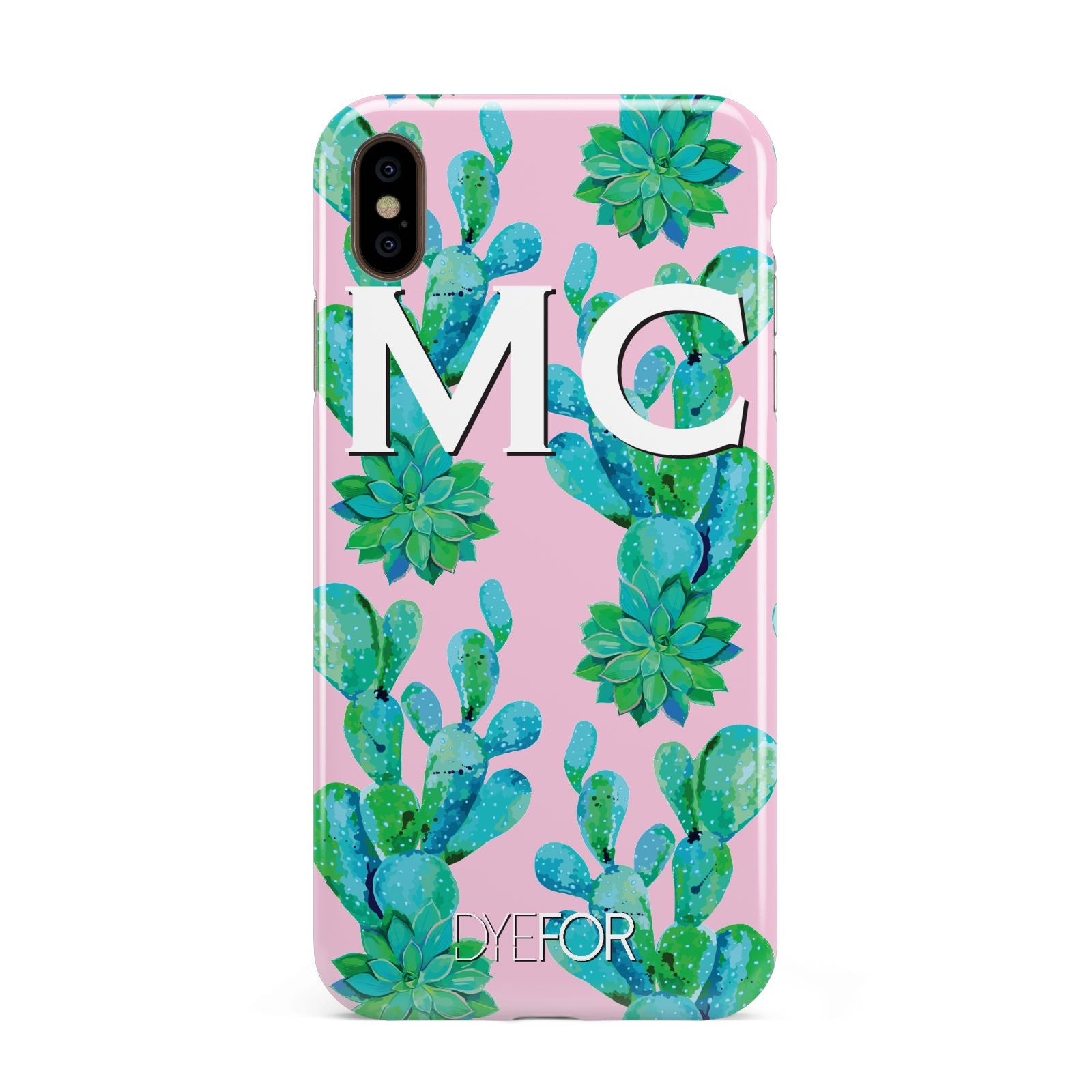 Personalised Tropical Pink Cactus Apple iPhone Xs Max 3D Tough Case