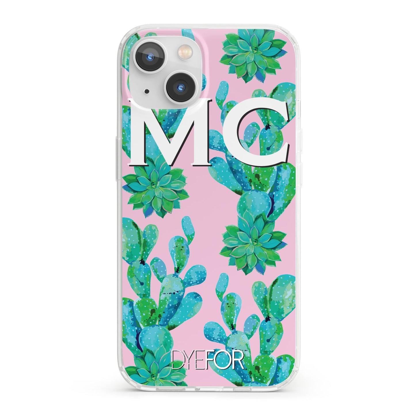 Personalised Tropical Pink Cactus iPhone 13 Clear Bumper Case