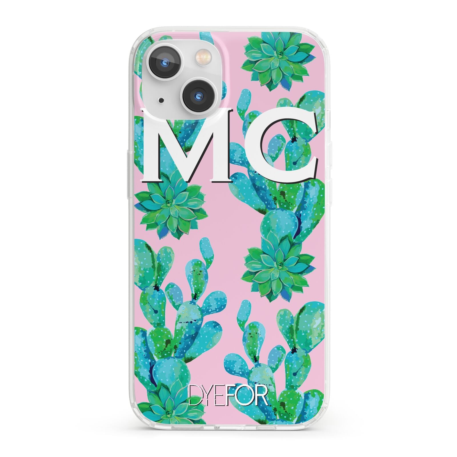 Personalised Tropical Pink Cactus iPhone 13 Clear Bumper Case