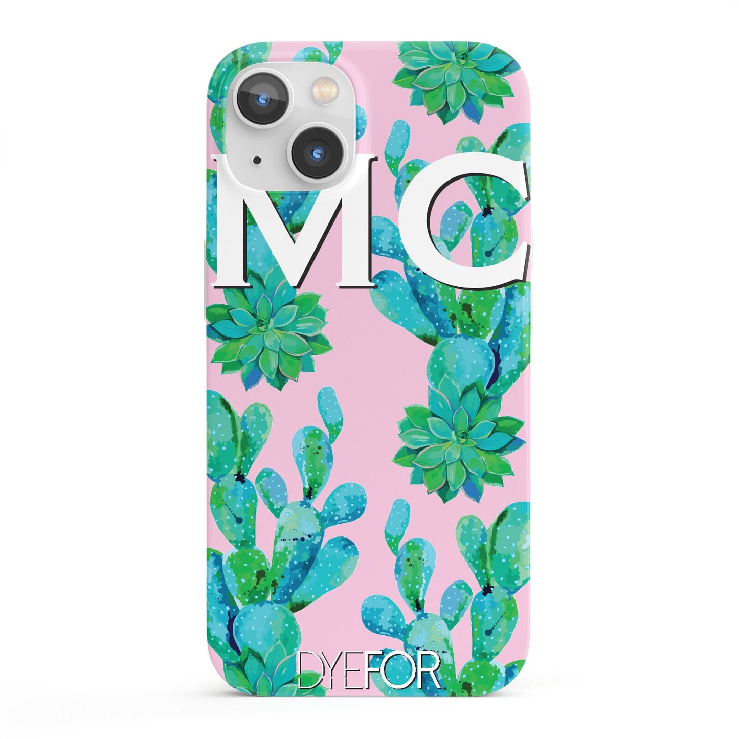 Personalised Tropical Pink Cactus iPhone 13 Full Wrap 3D Snap Case