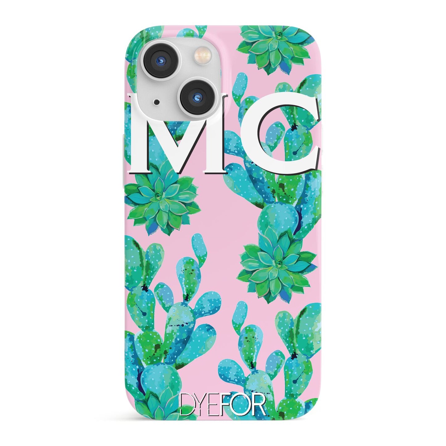 Personalised Tropical Pink Cactus iPhone 13 Mini Full Wrap 3D Snap Case