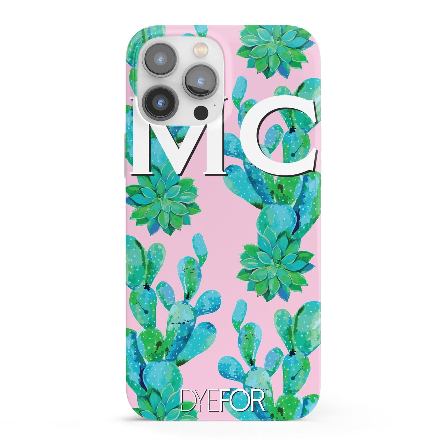 Personalised Tropical Pink Cactus iPhone 13 Pro Max Full Wrap 3D Snap Case