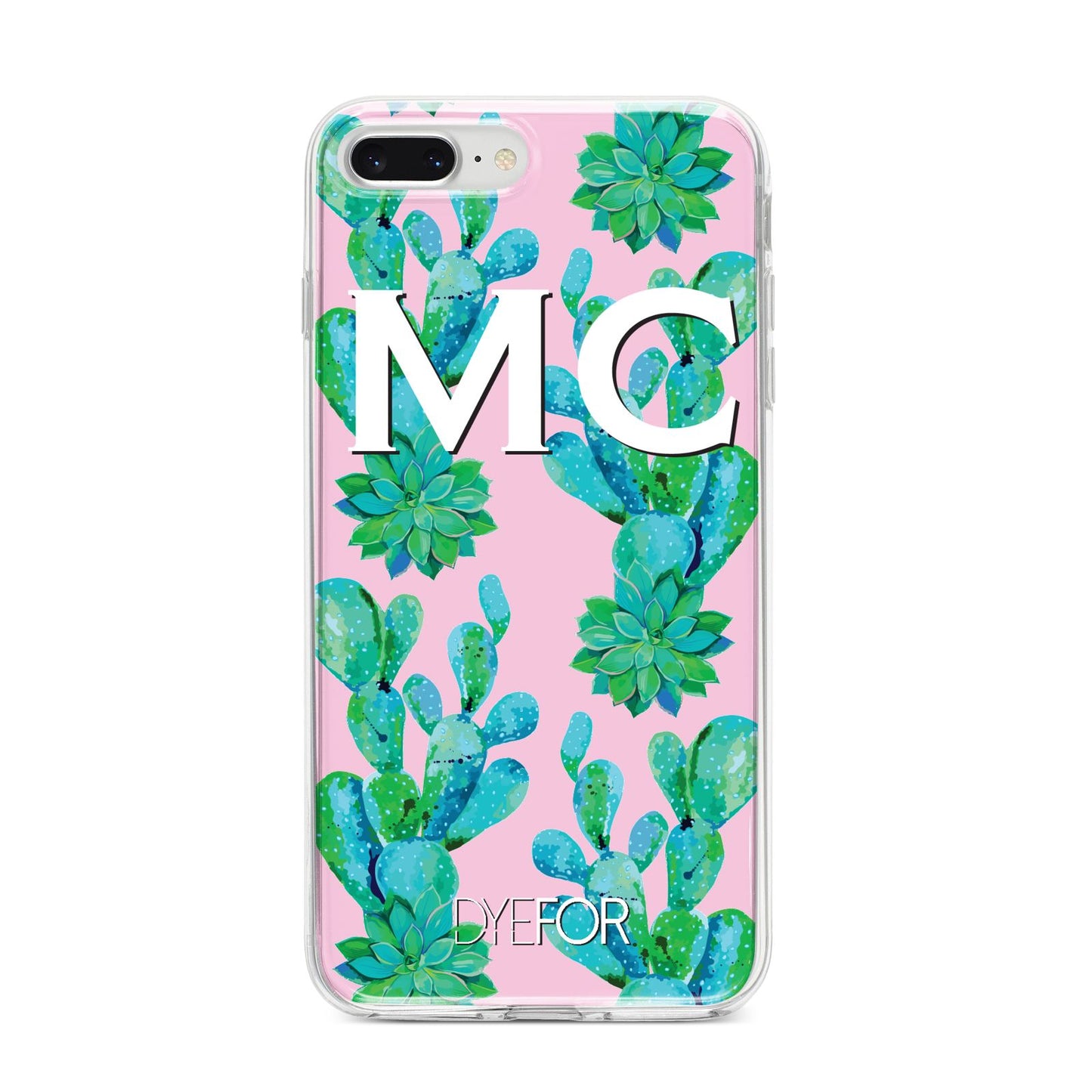 Personalised Tropical Pink Cactus iPhone 8 Plus Bumper Case on Silver iPhone