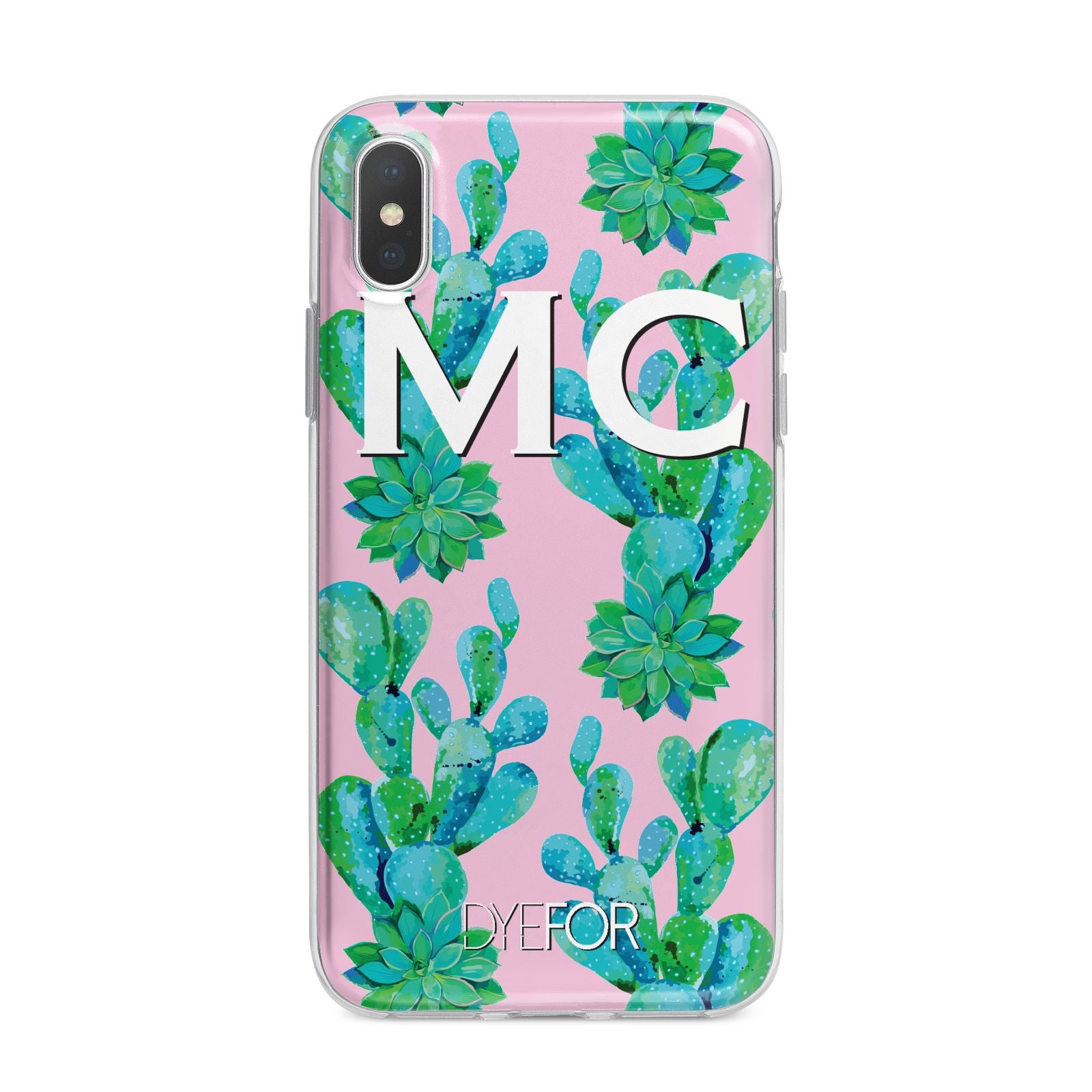 Personalised Tropical Pink Cactus iPhone X Bumper Case on Silver iPhone Alternative Image 1