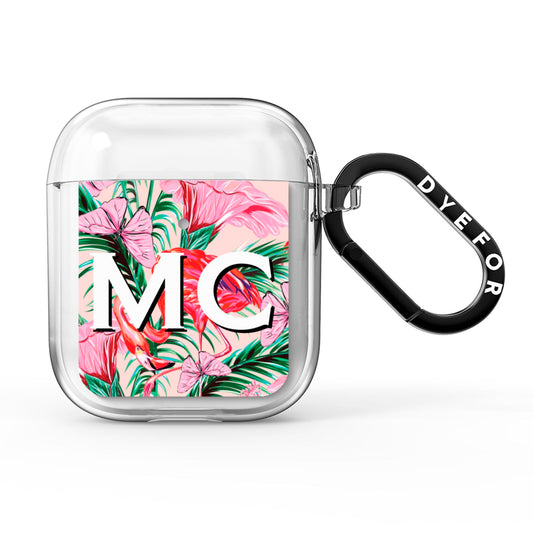 Personalised Tropical Pink Flamingo AirPods Clear Case